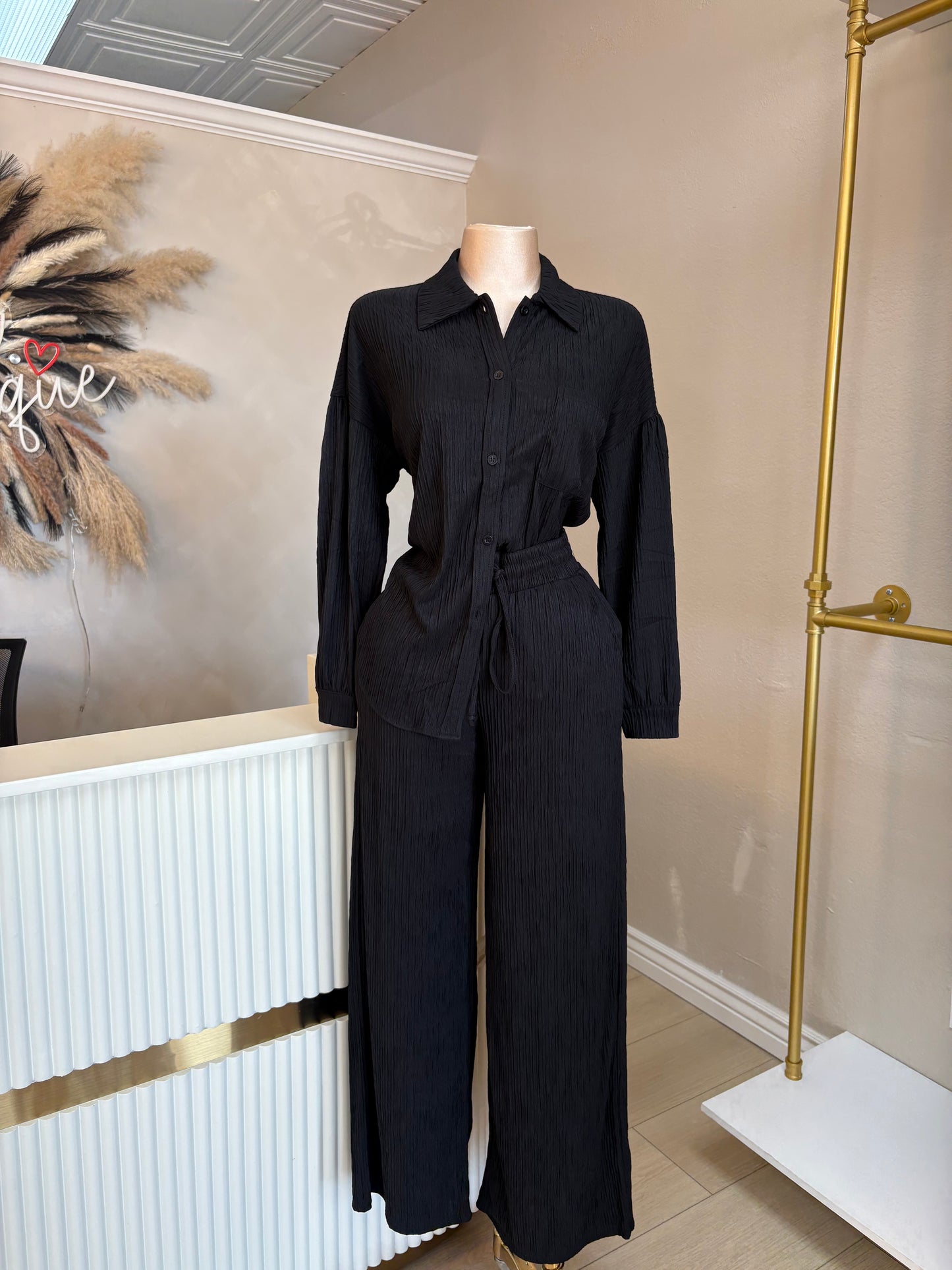 Button up crinkle set (2 colors)