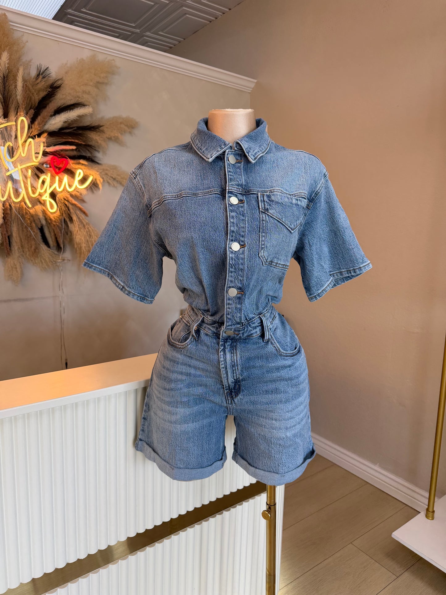 Denim Bermuda romper