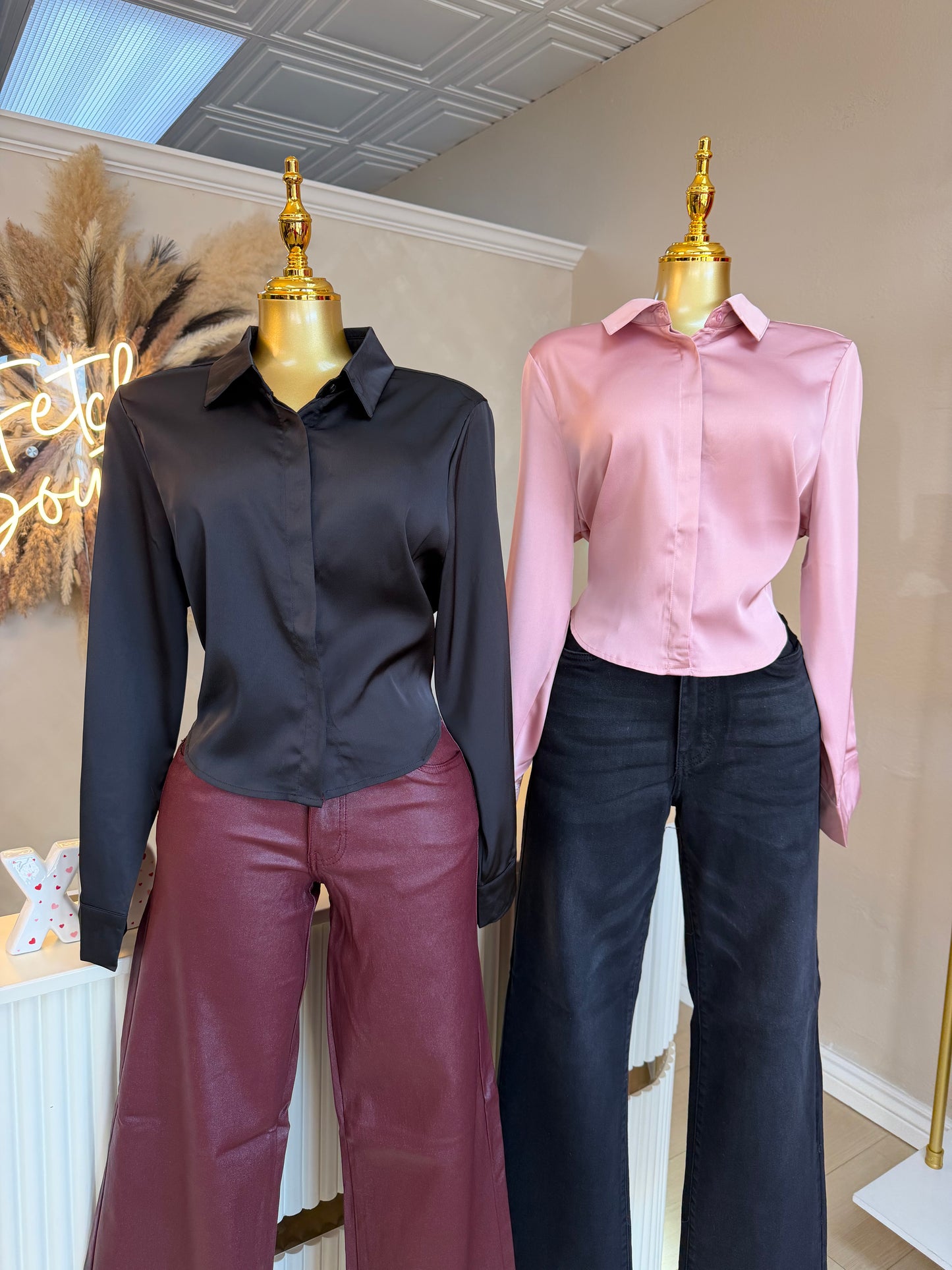 Satin button up (2 colors)