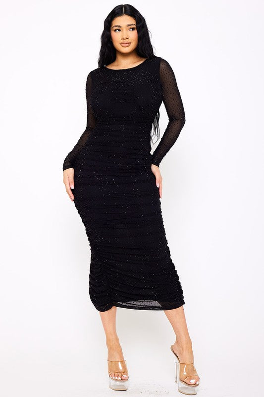 Luxe rhinestone dress (black)