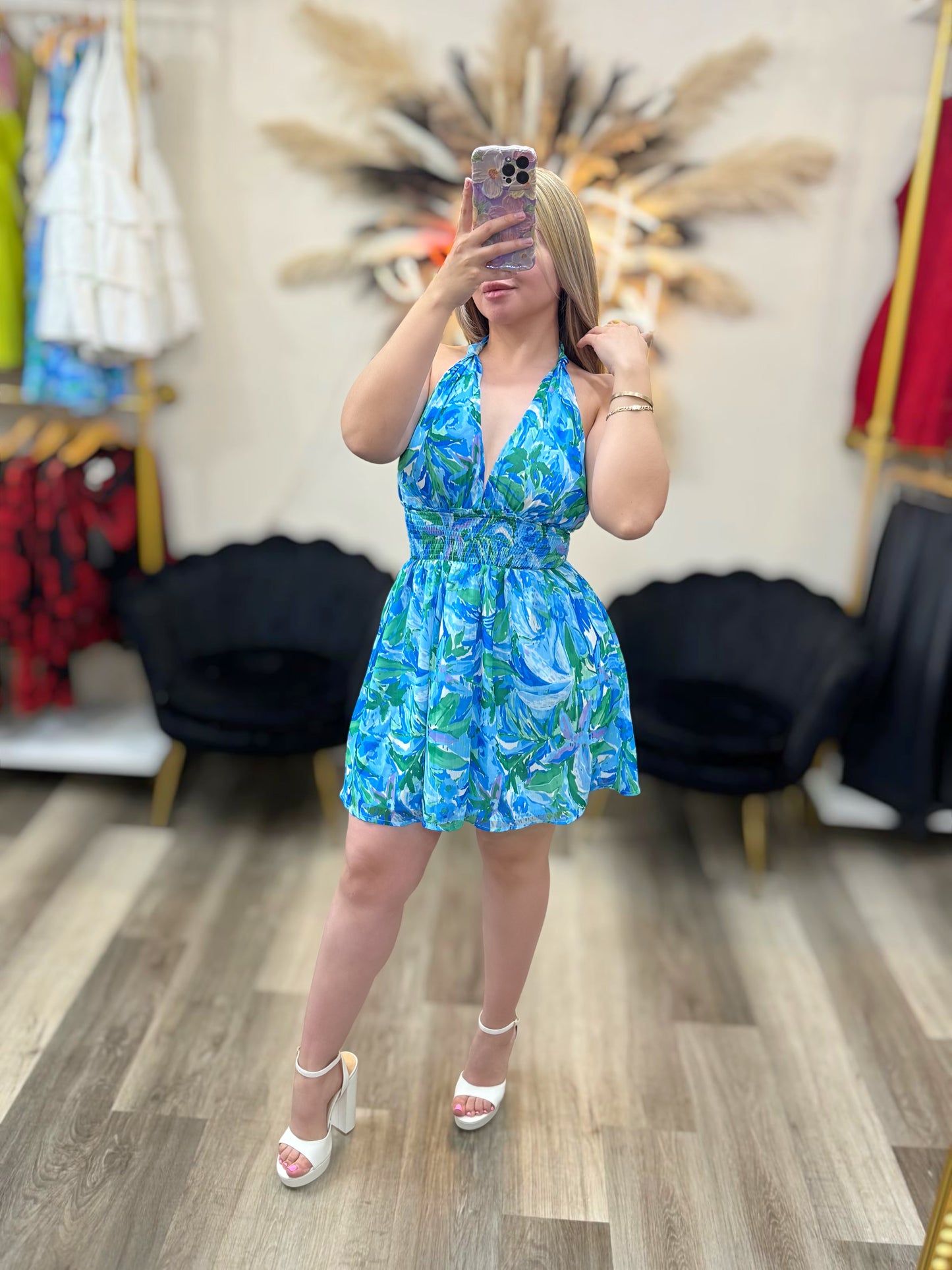 Aqua chiffon dress