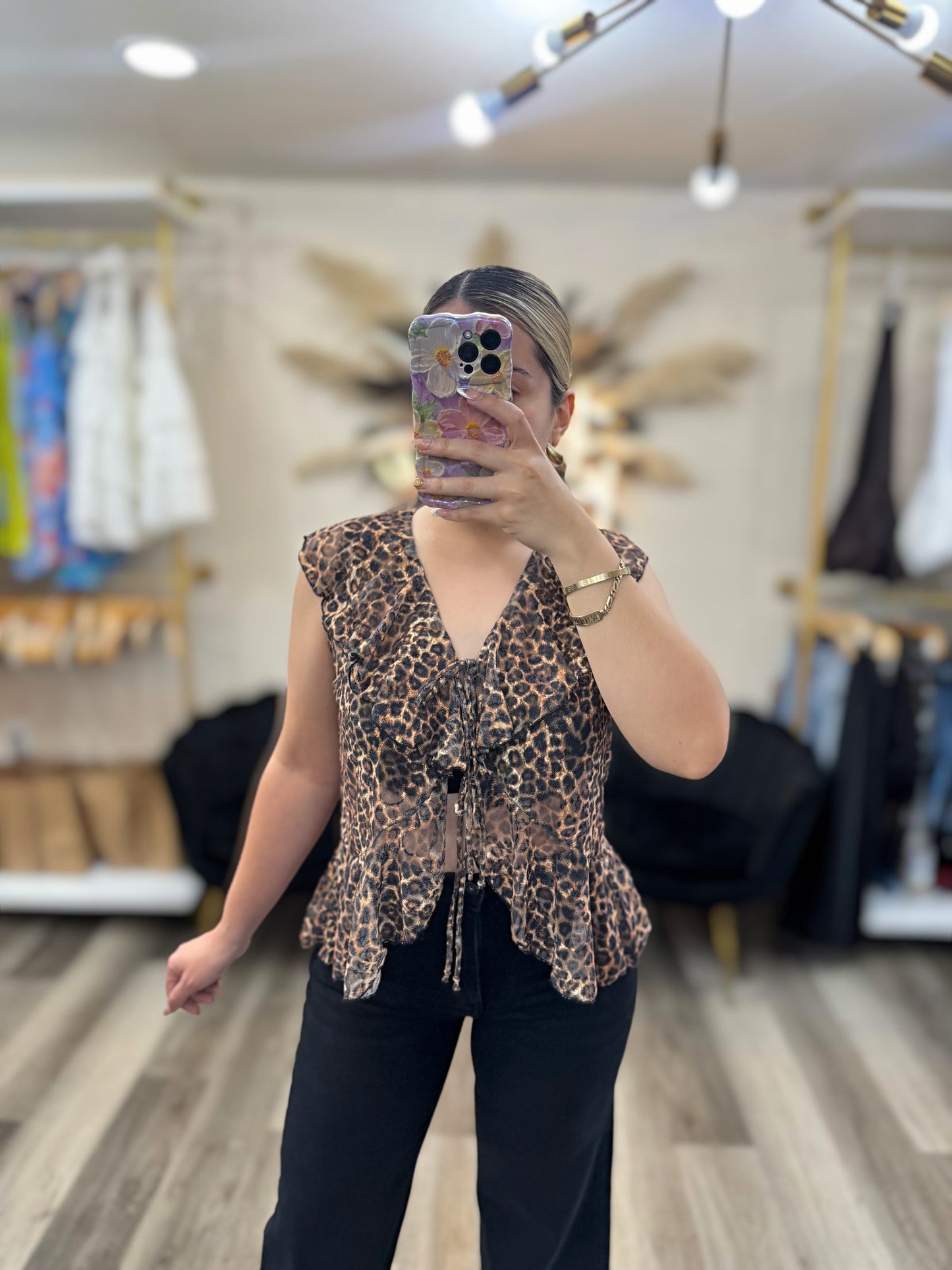 Cheetah lace top