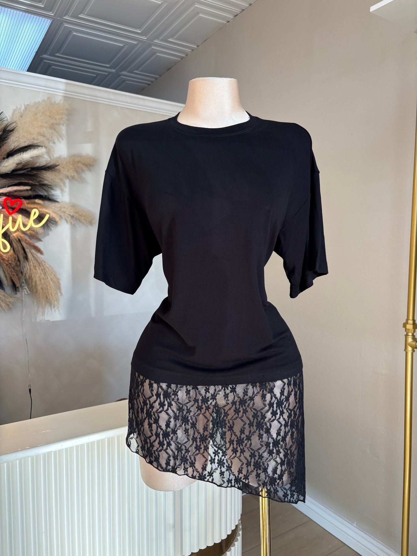 Asymmetrical lace tee