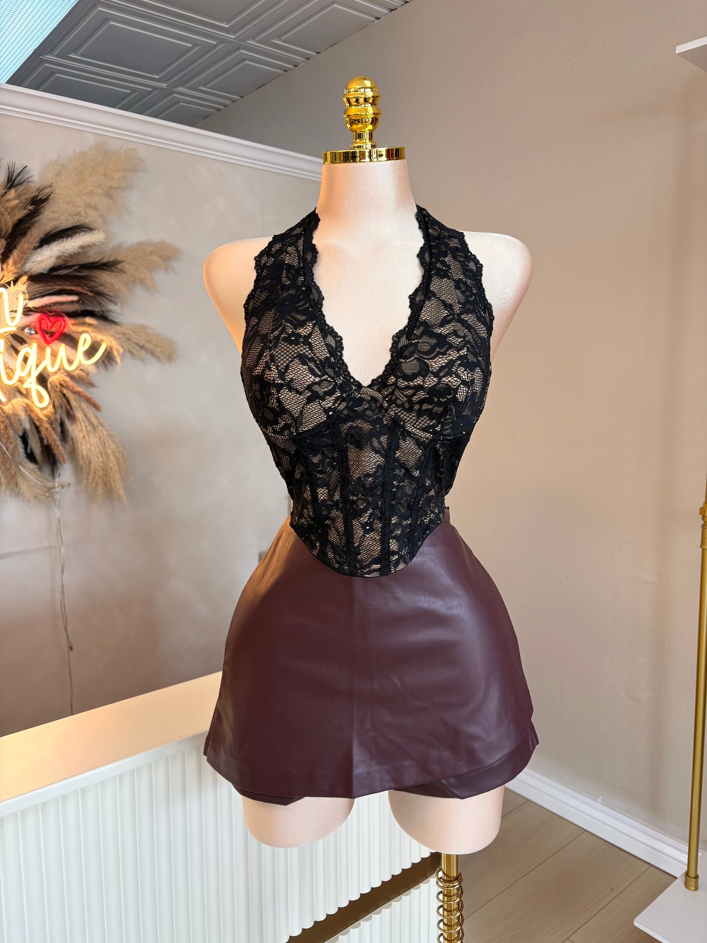 Lace halter corset top (2 colors)