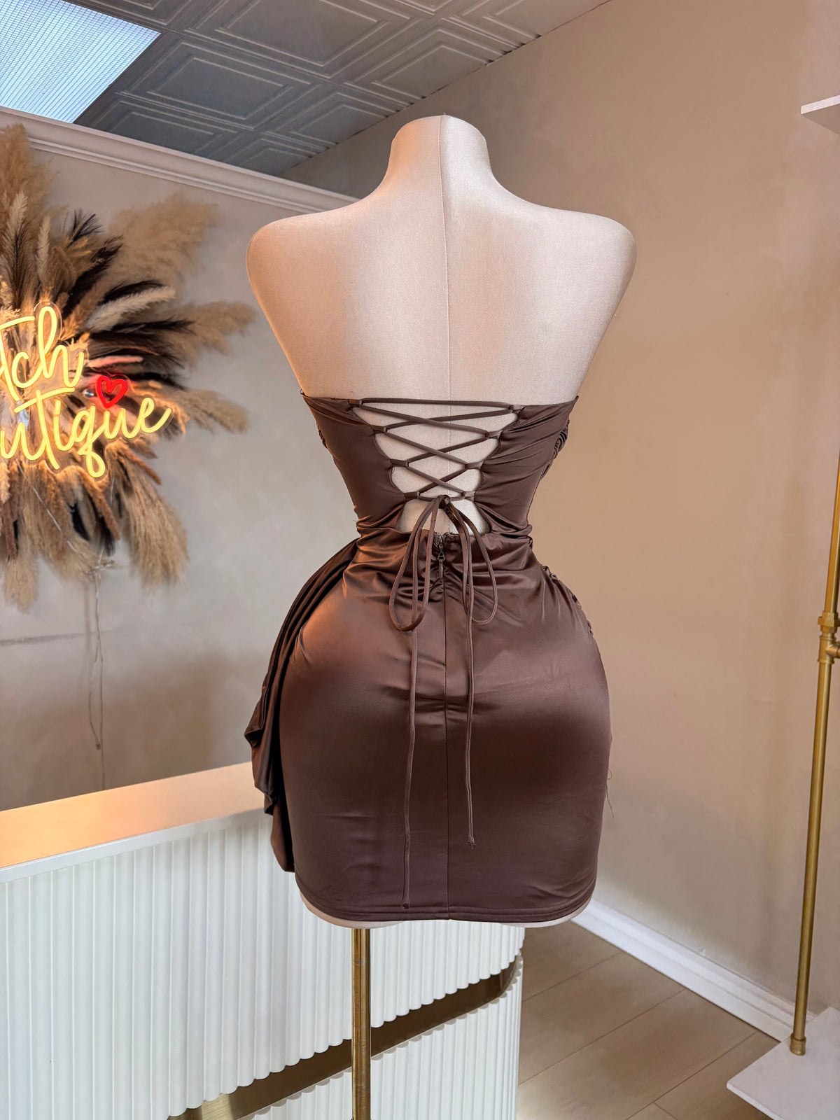 Mitchell Strapless satin dress