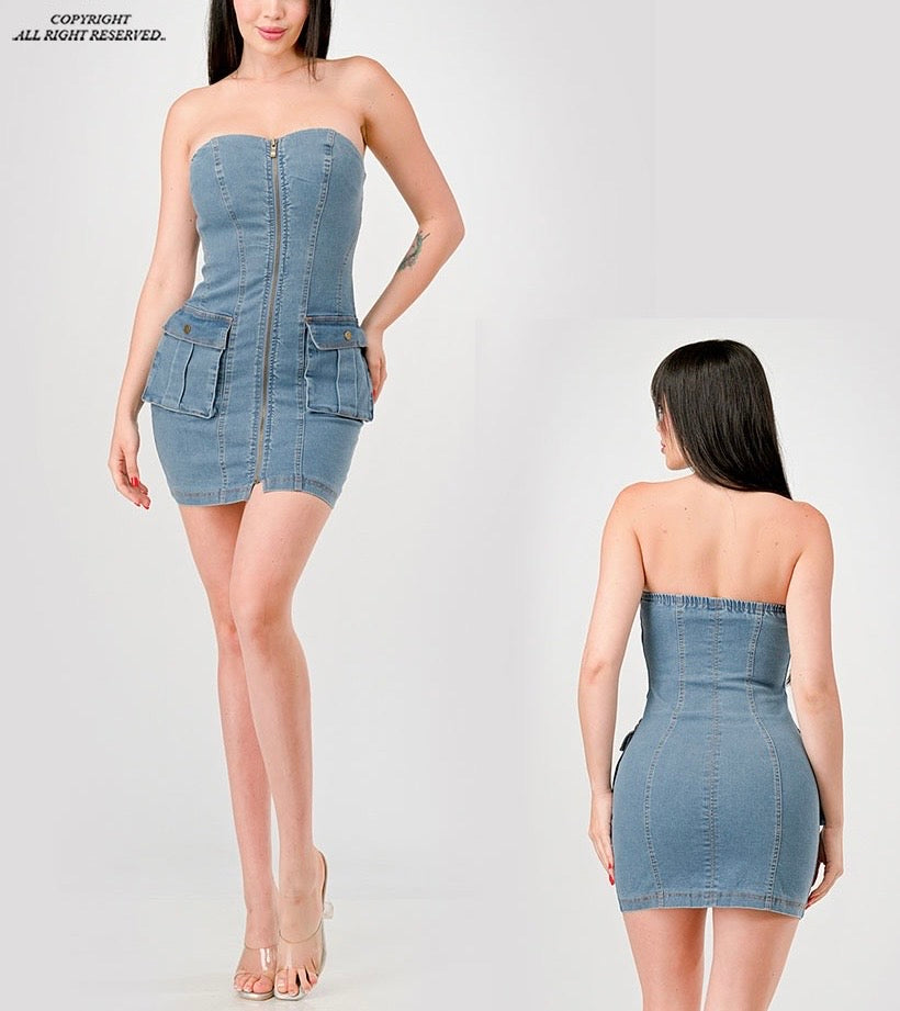 Cargo denim dress