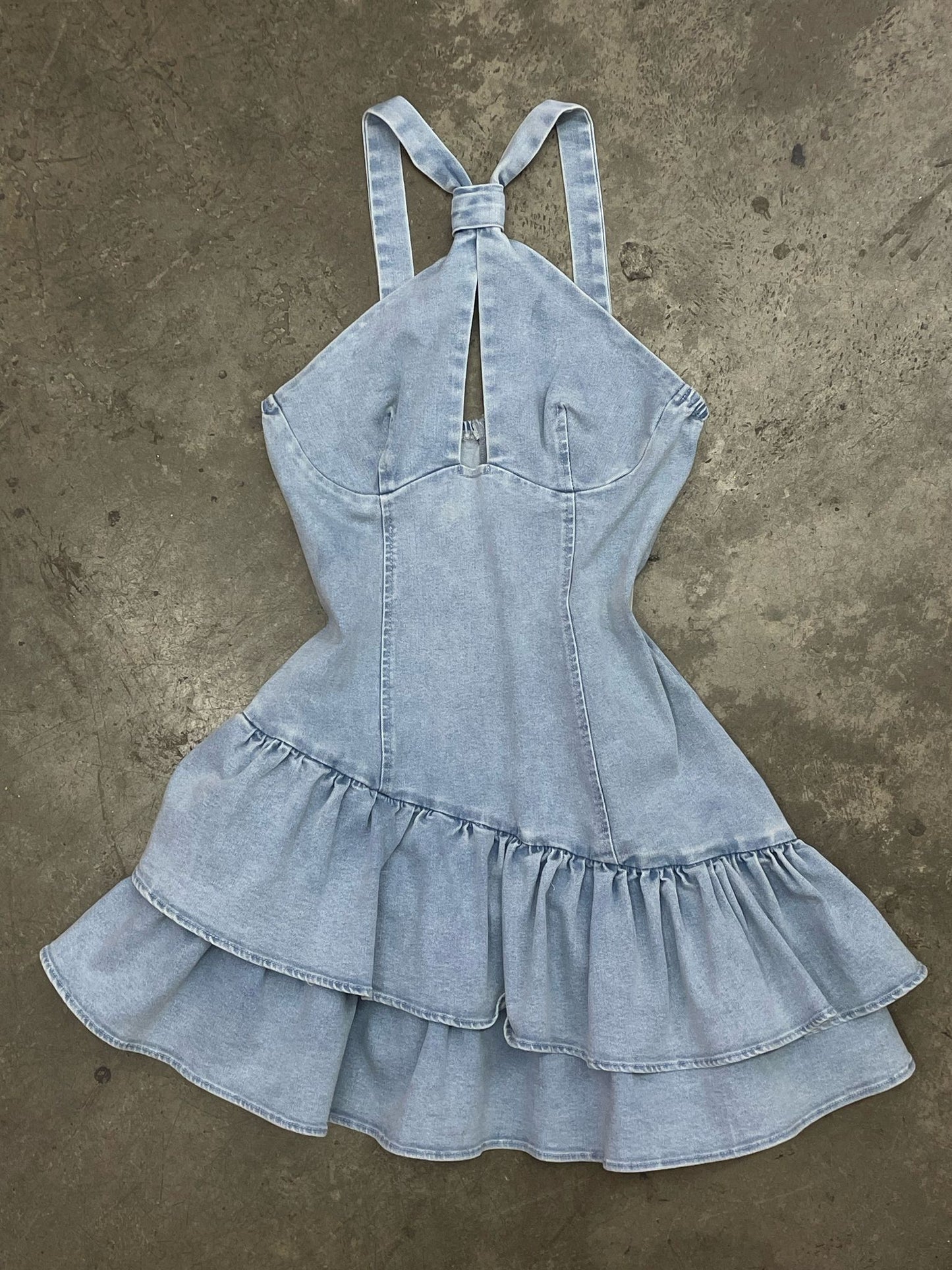 Denim ruffle dress