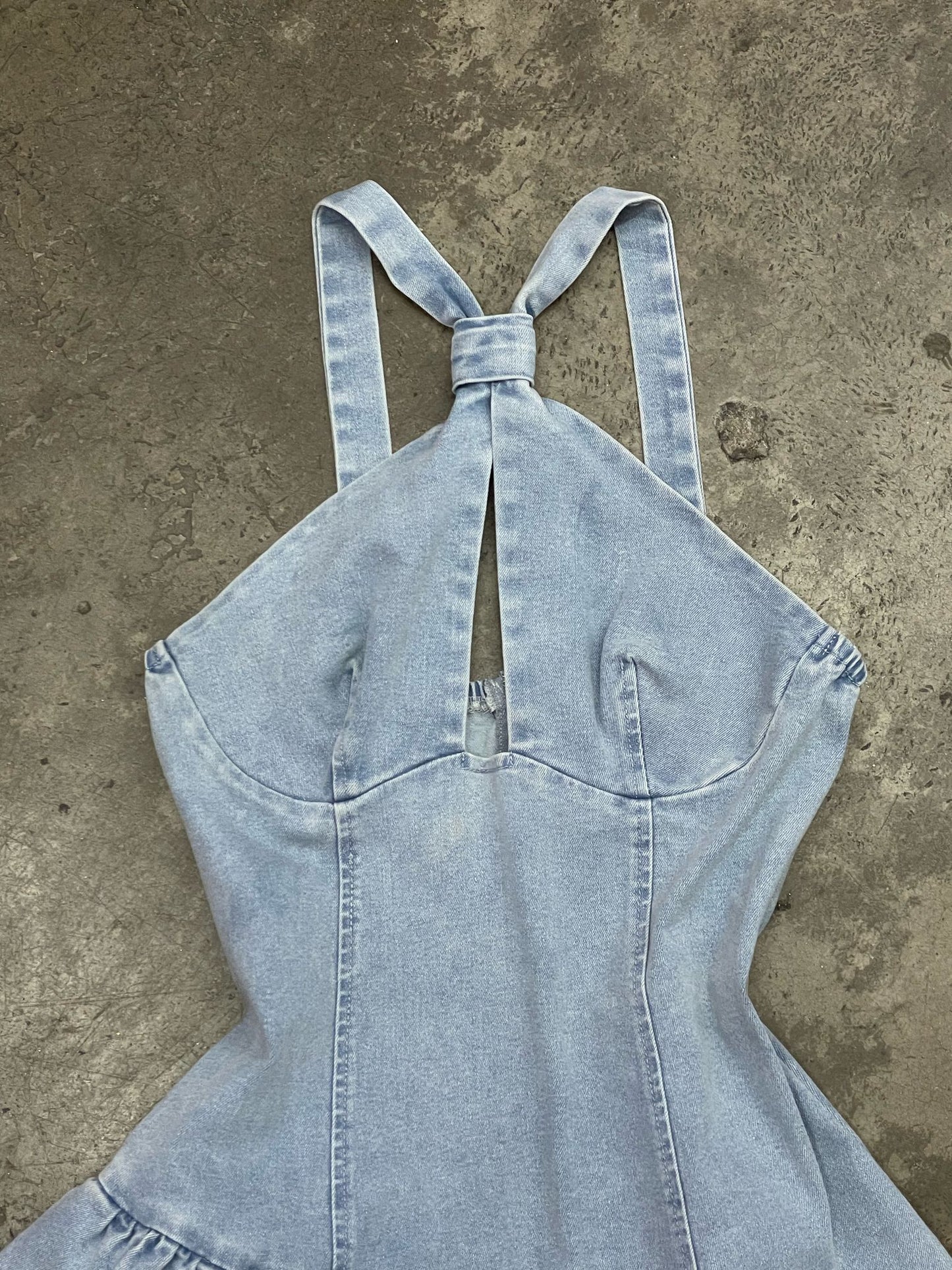 Denim ruffle dress