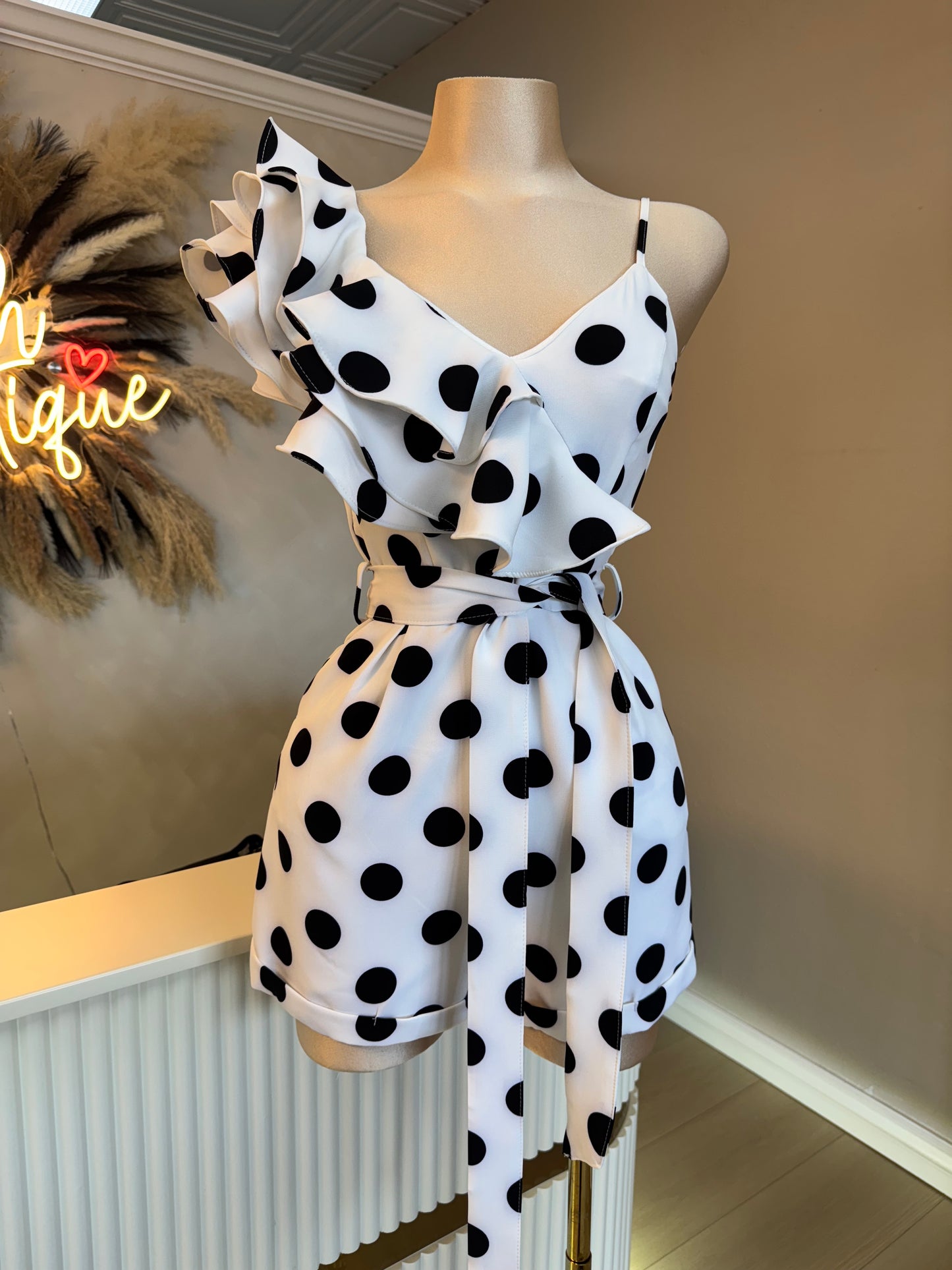 Polka dot stretchy romper