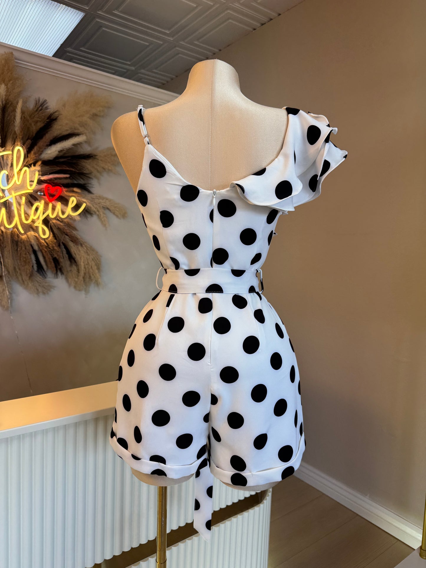 Polka dot stretchy romper
