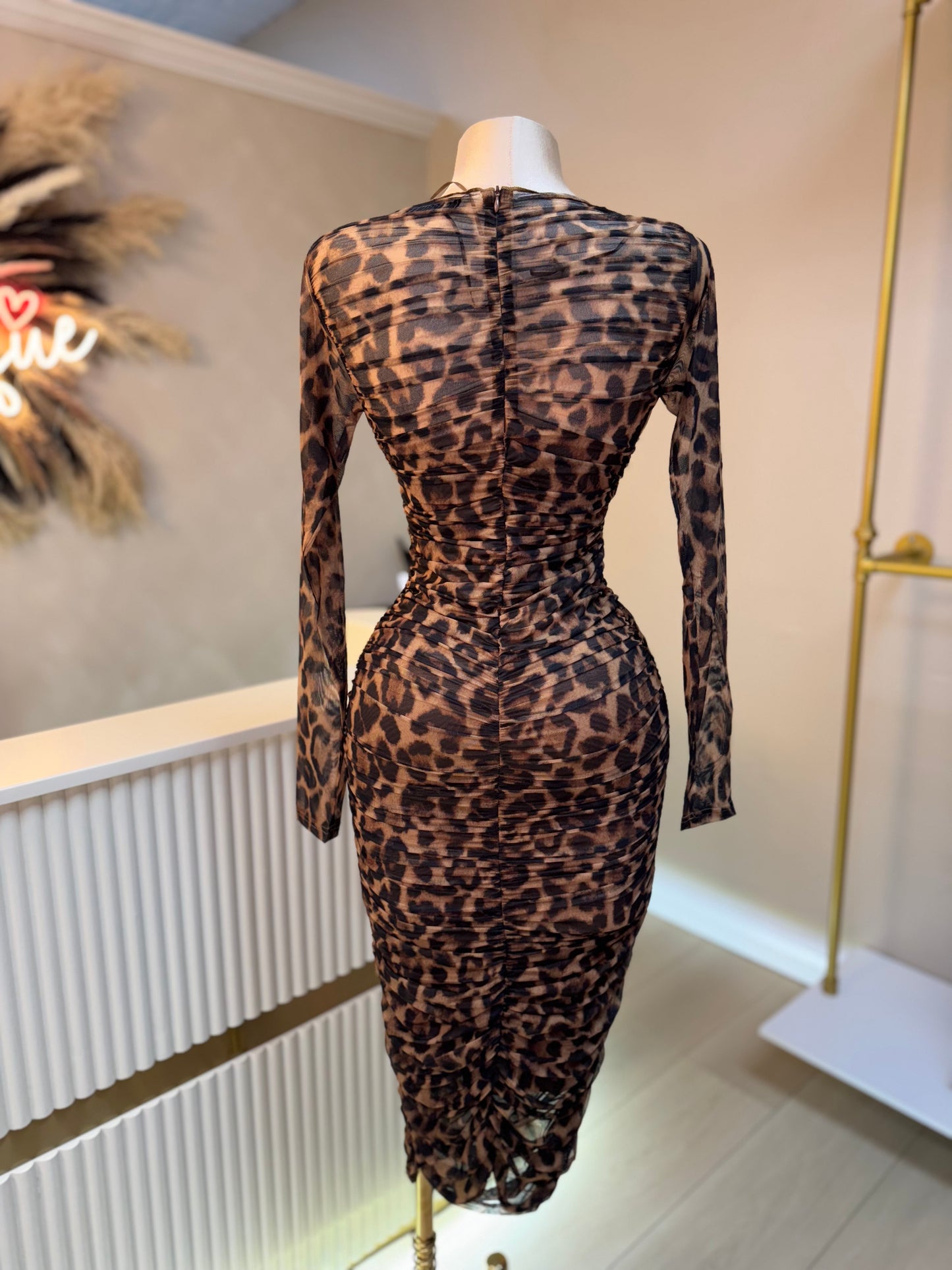 Cheetah print crossover midi dress