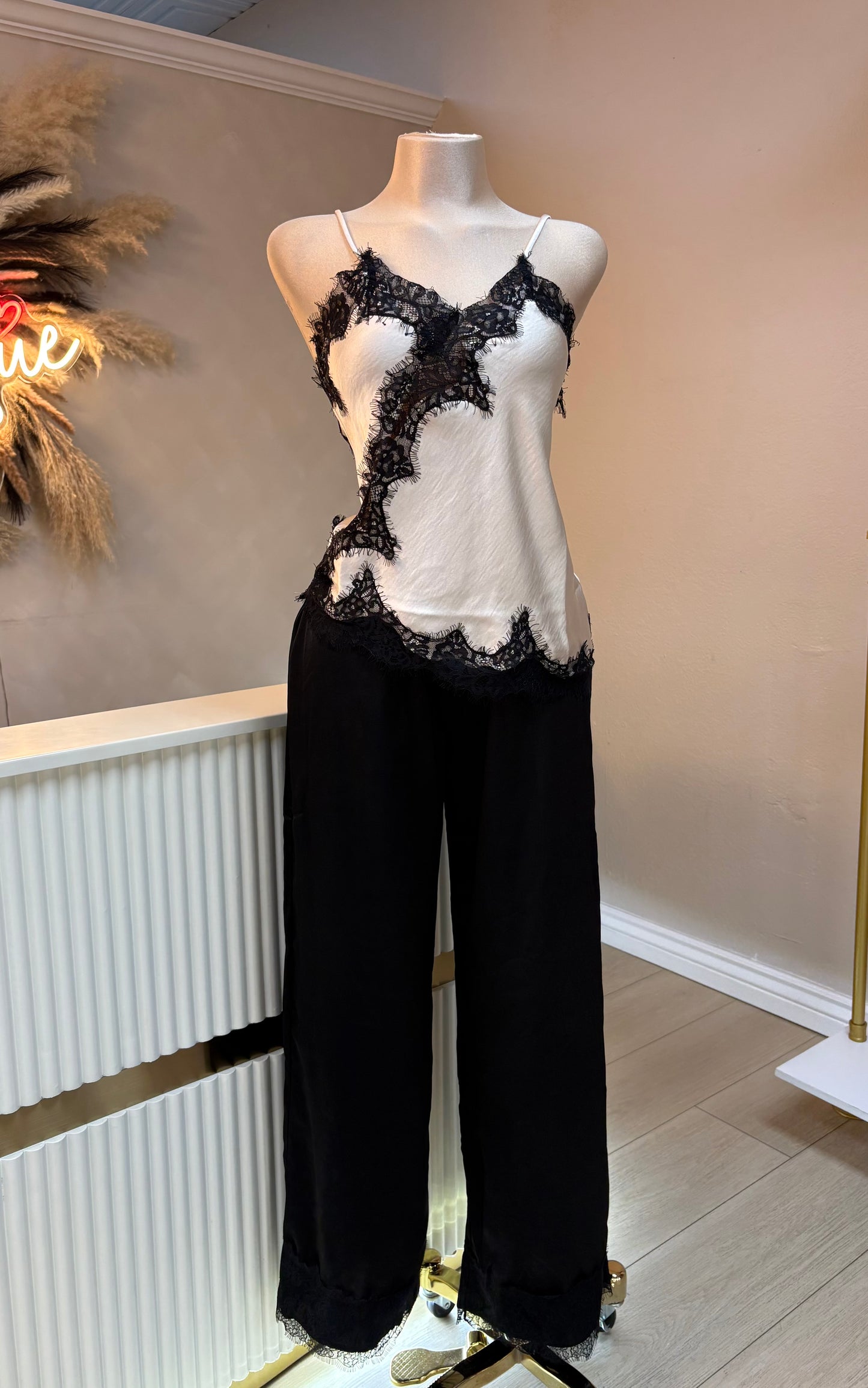 Satin lace pants