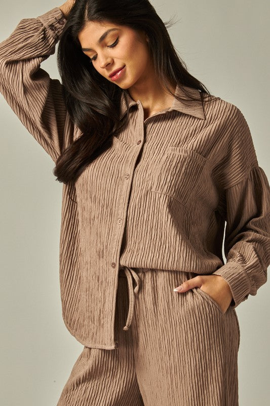 Beige ribbed set
