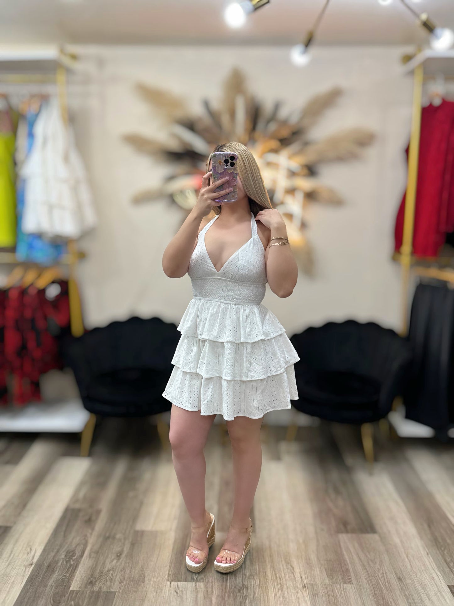 White ruffle dress