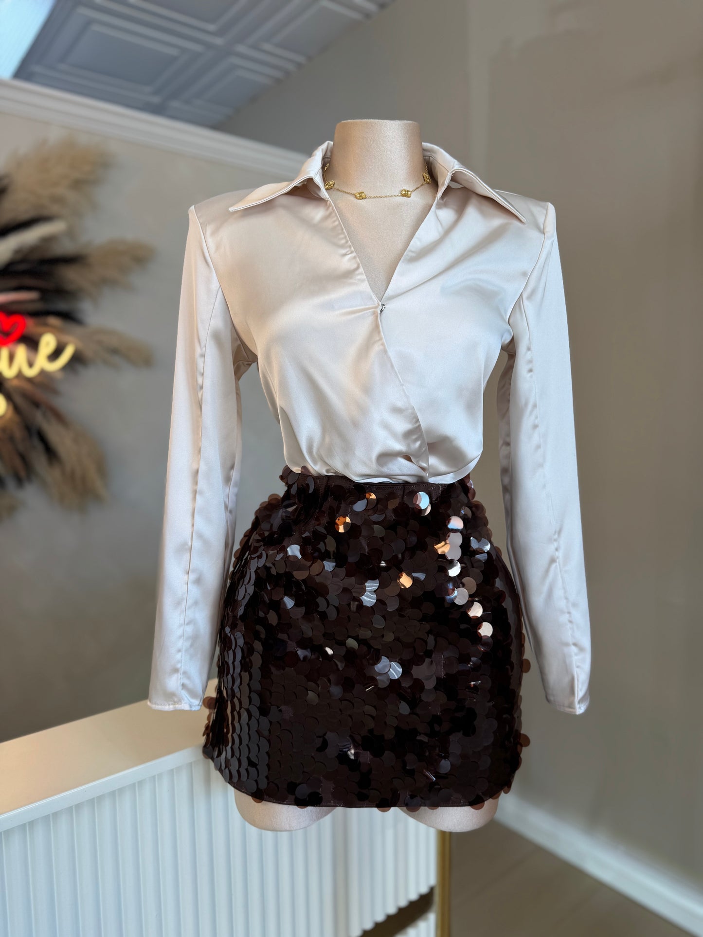 Sequin skirt (mocha brown)