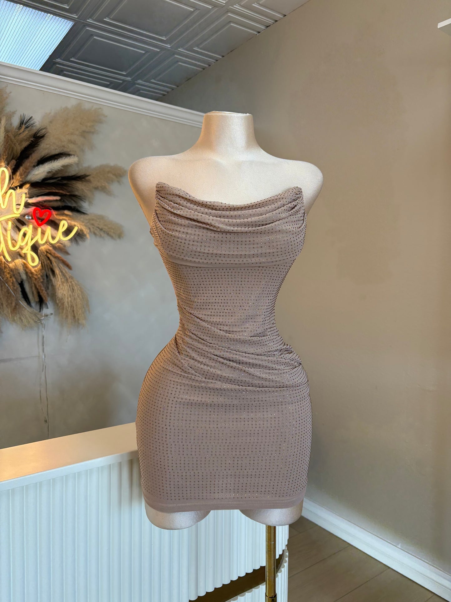 Dalary rhinestone luxe dress (nude)