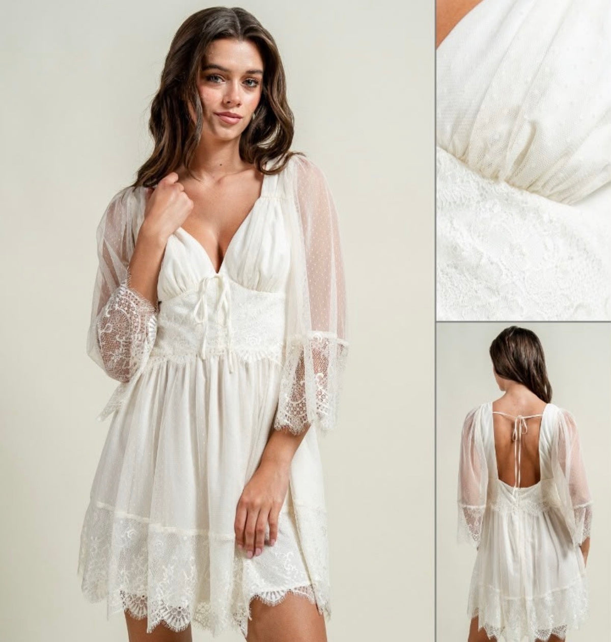 Dotted mesh trim dress