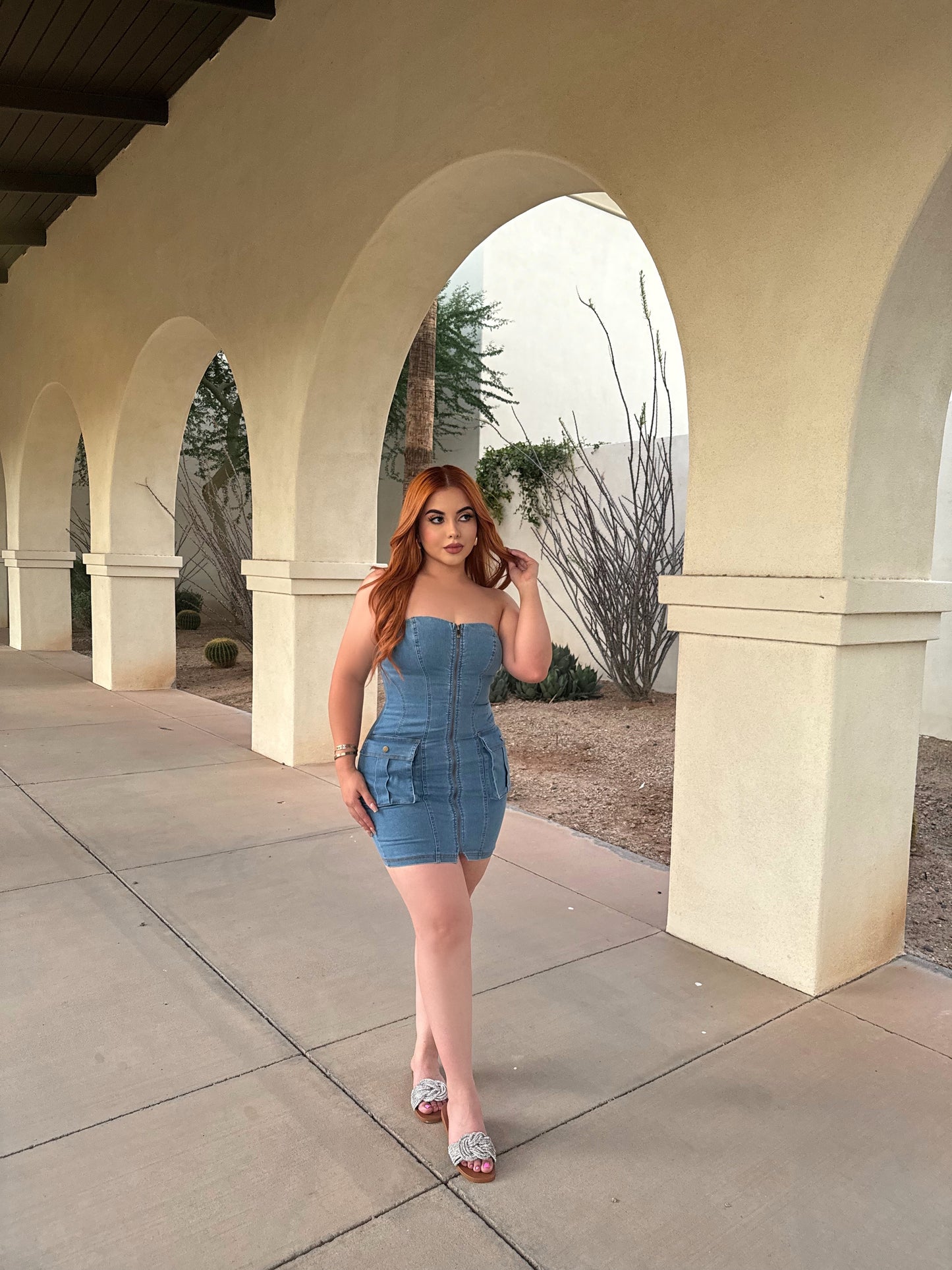 Cargo denim dress