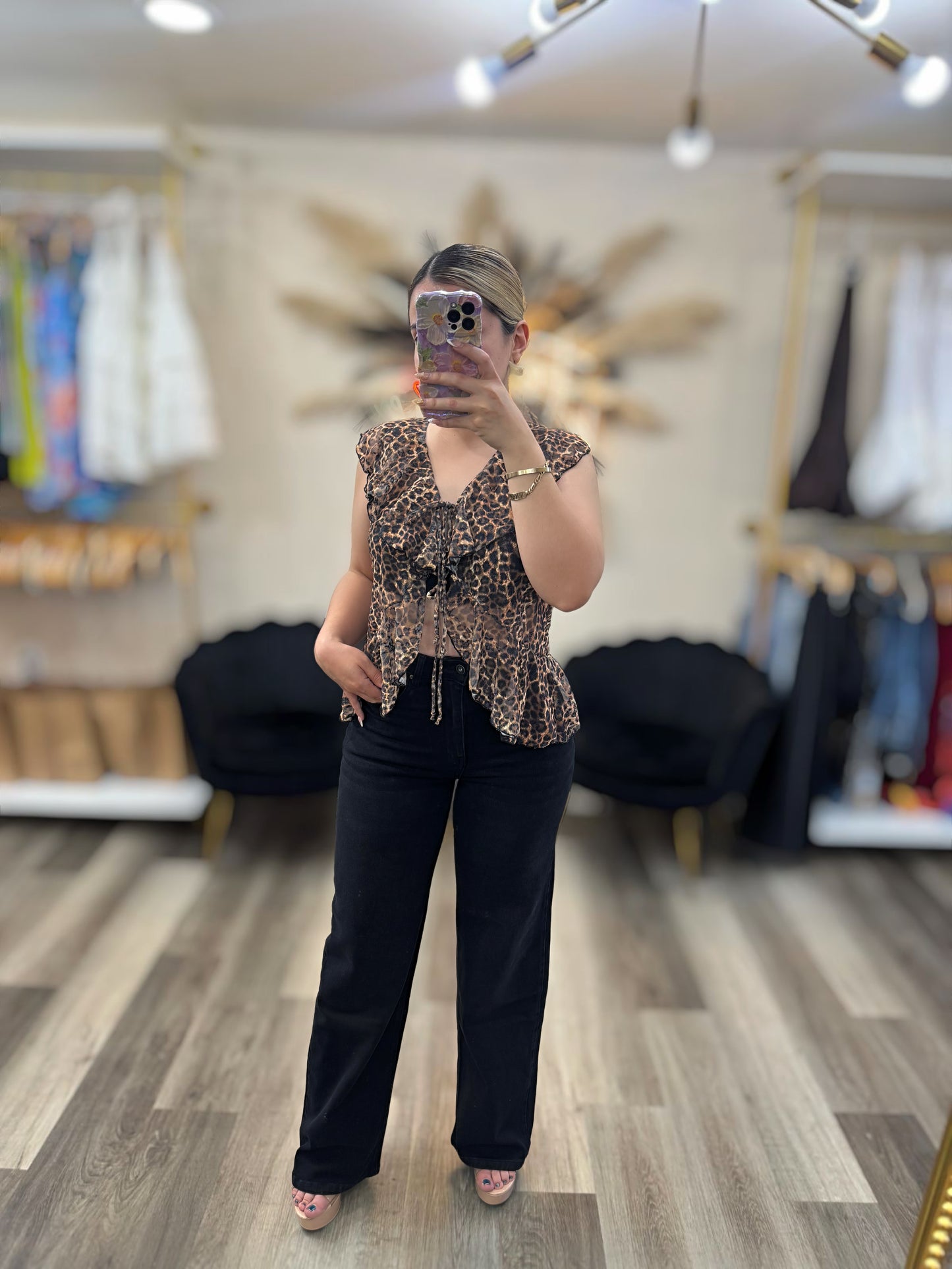 Black denim pants