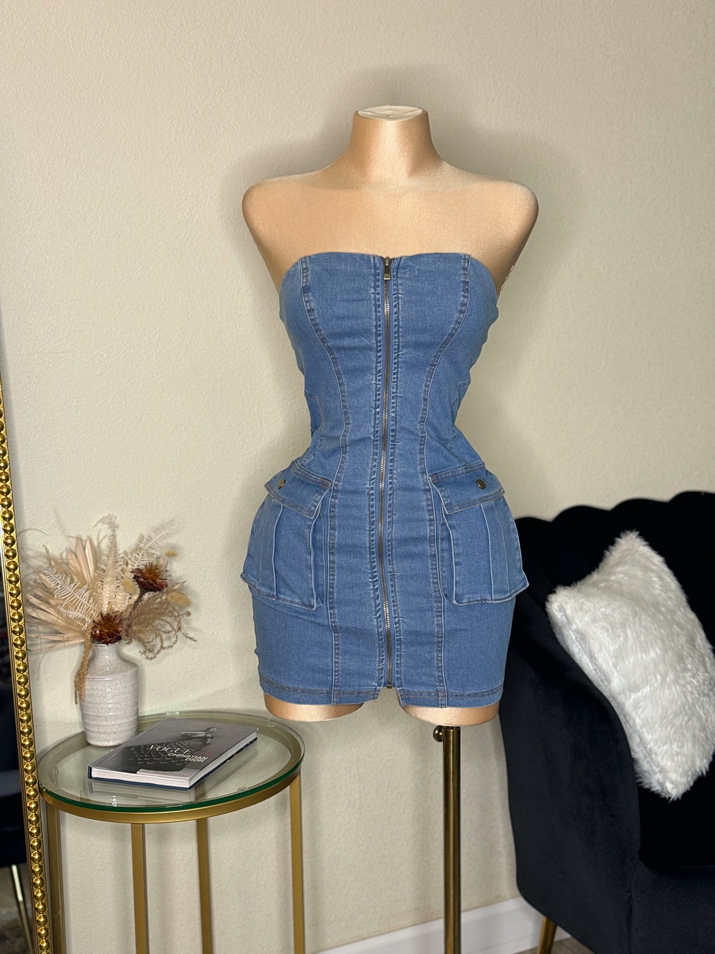 Cargo denim dress