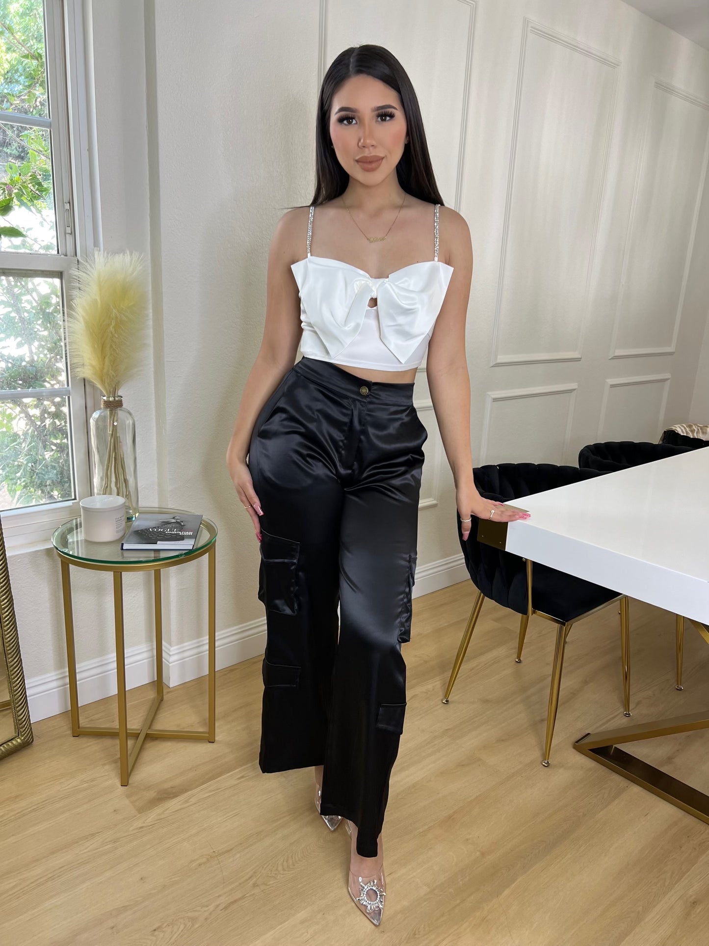 Satin bow top (3 colors)