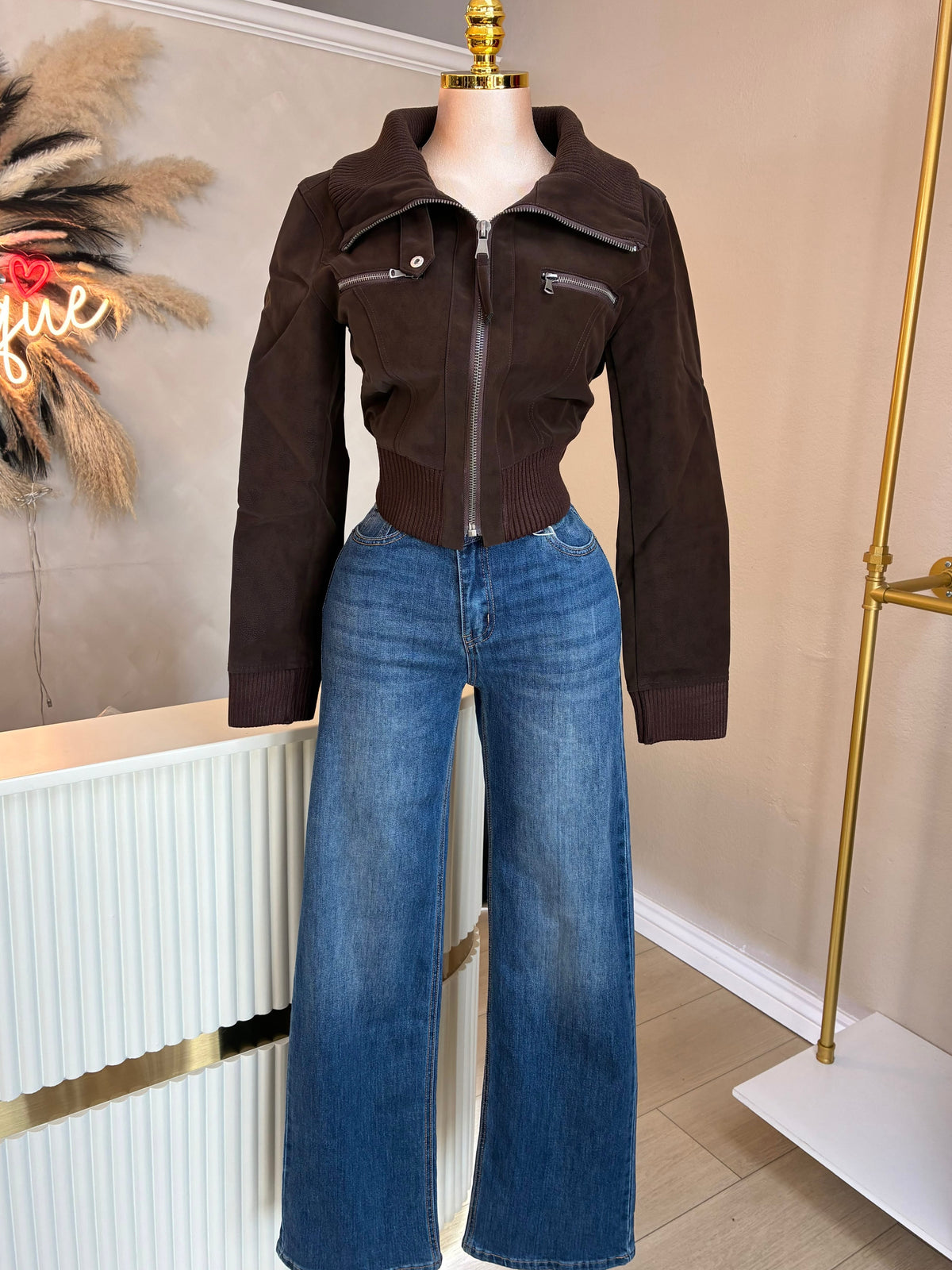 Brown zip up jacket