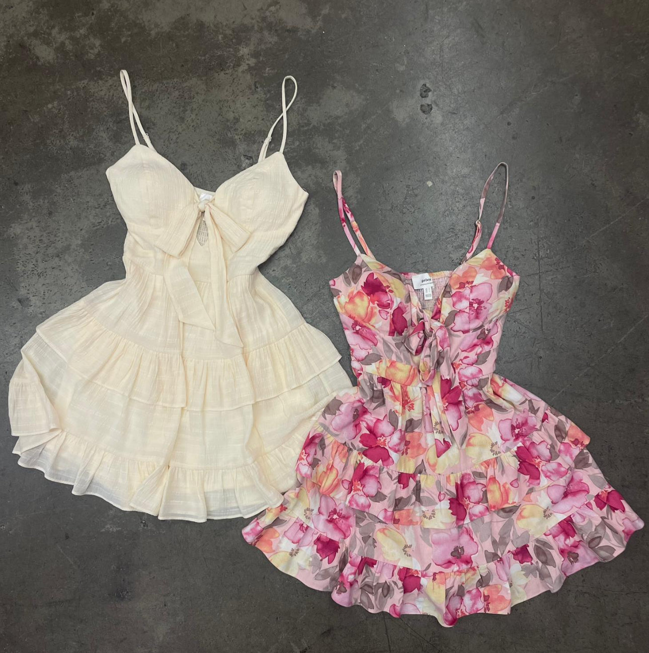 Cream Flowy ruffle dress