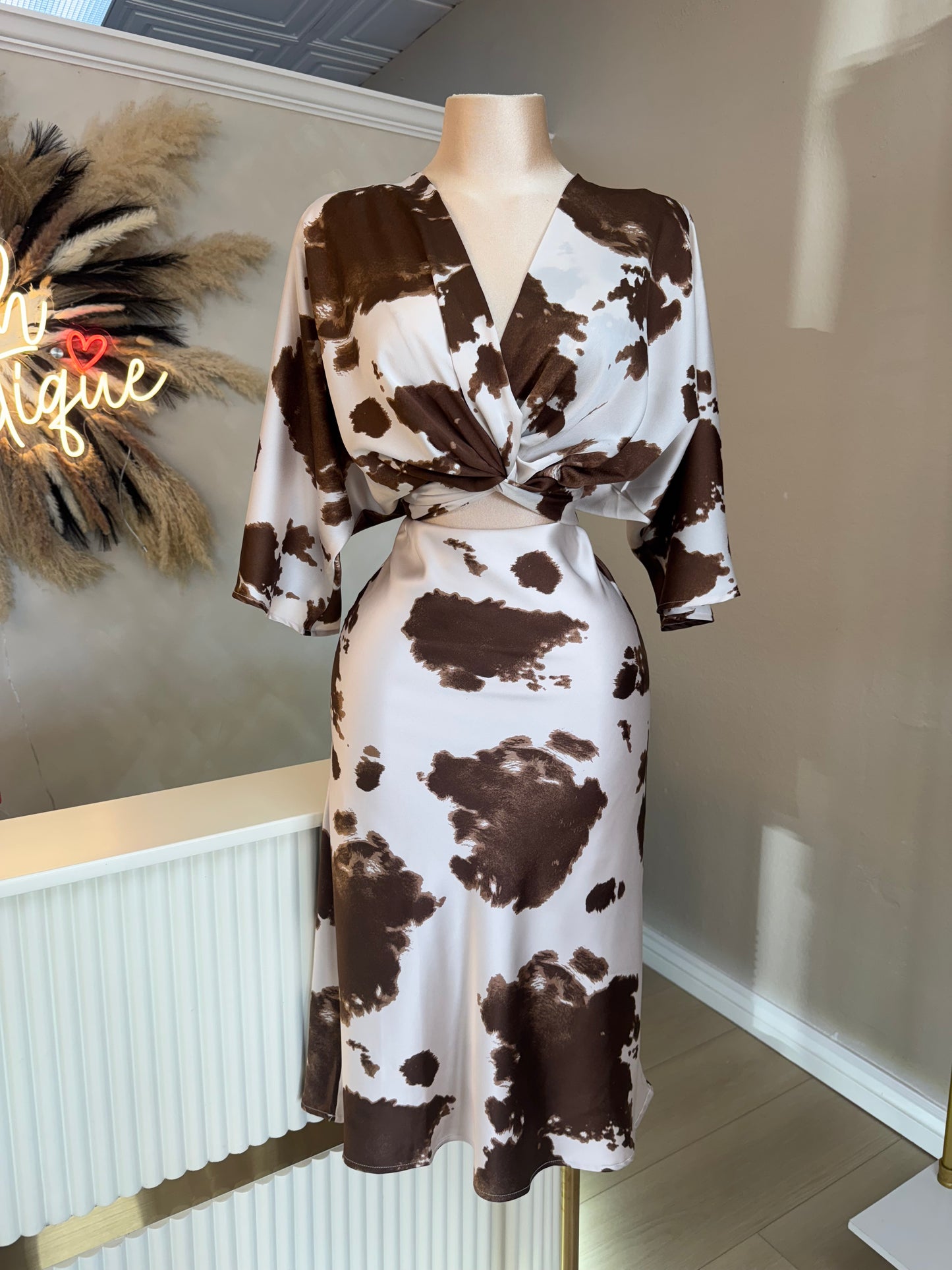 Mirna satin skirt (brown print