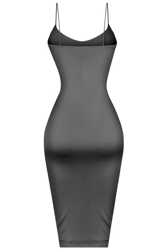 Double layered black midi dress