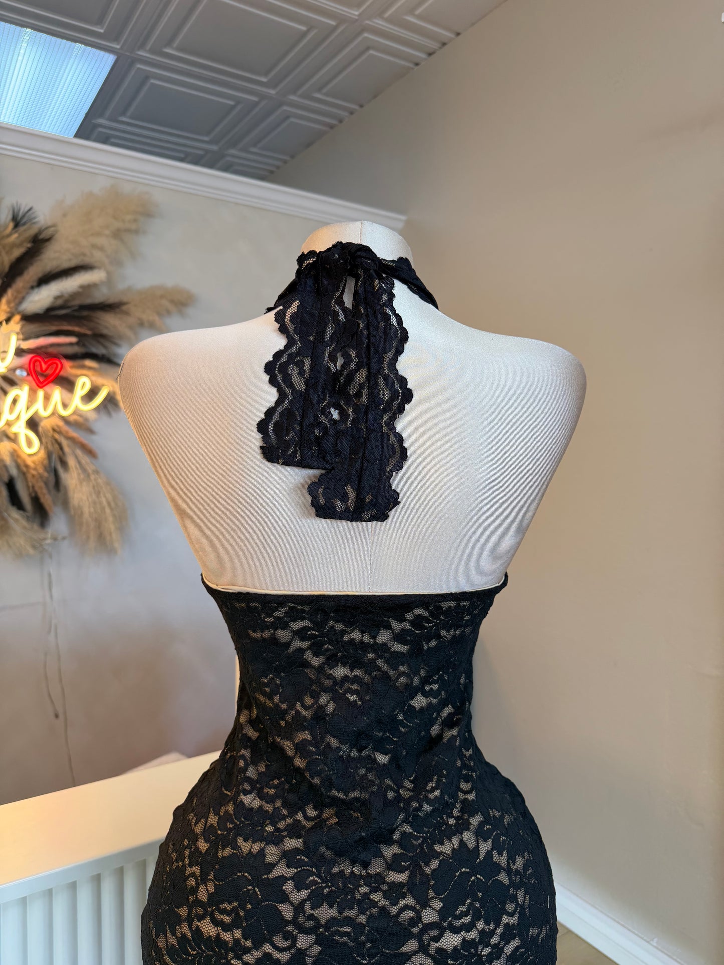 Lace halter dress