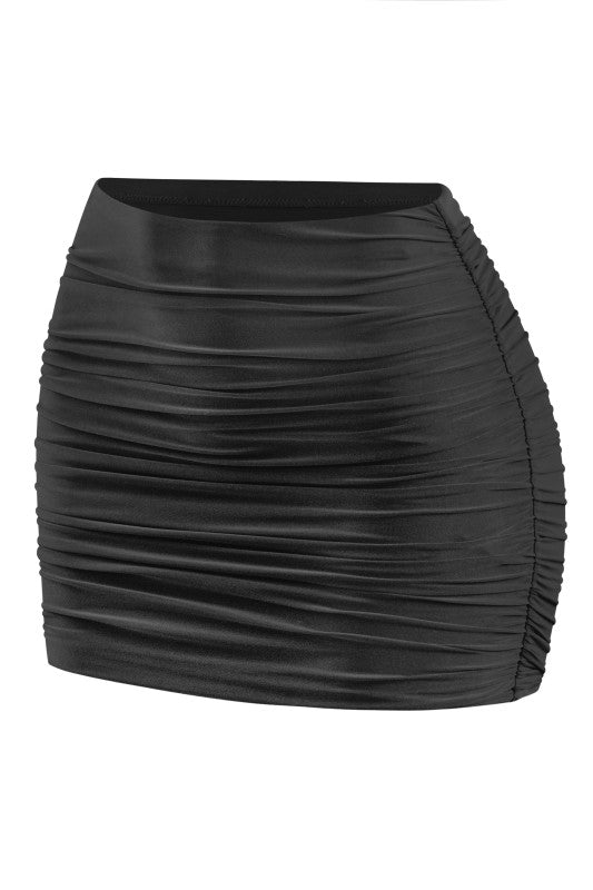 Ruched high waisted skirt (black)