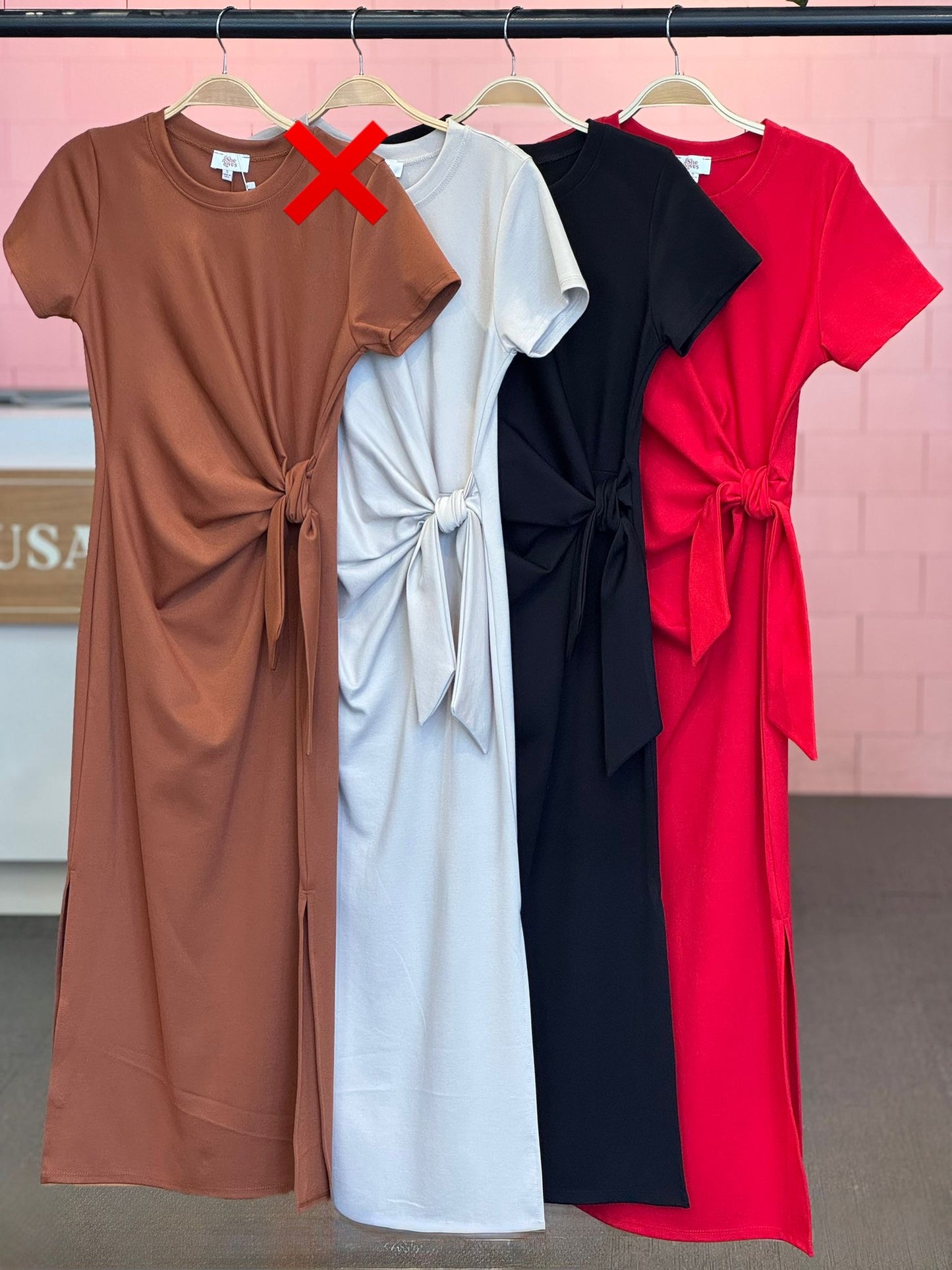 Side knot maxi dress (black)