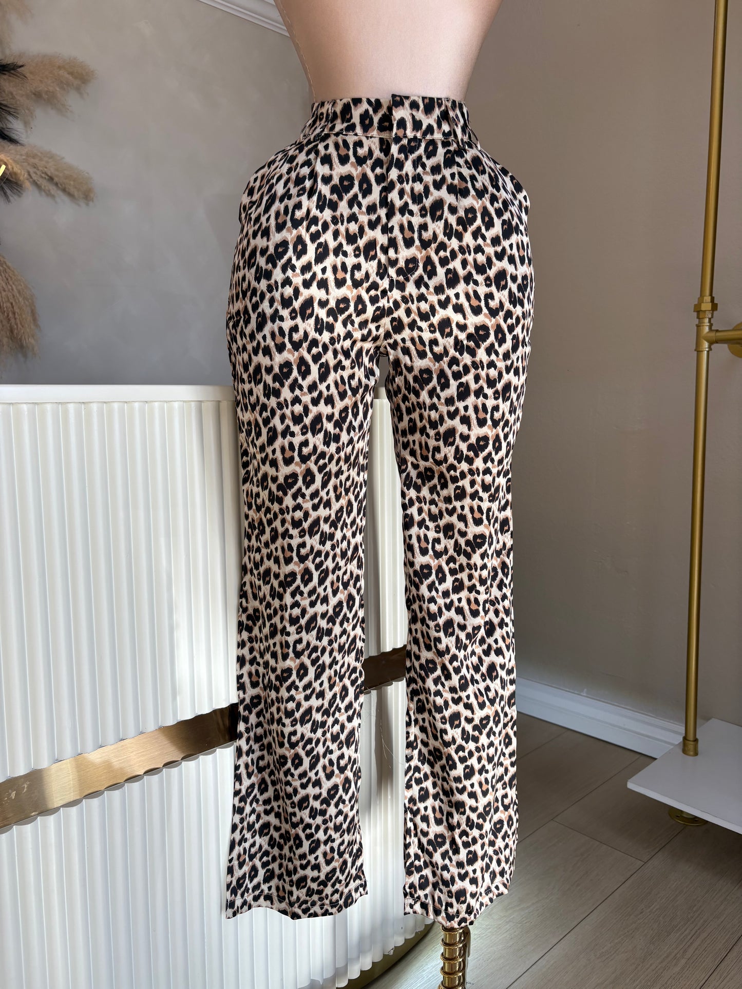 Animal print satin pants