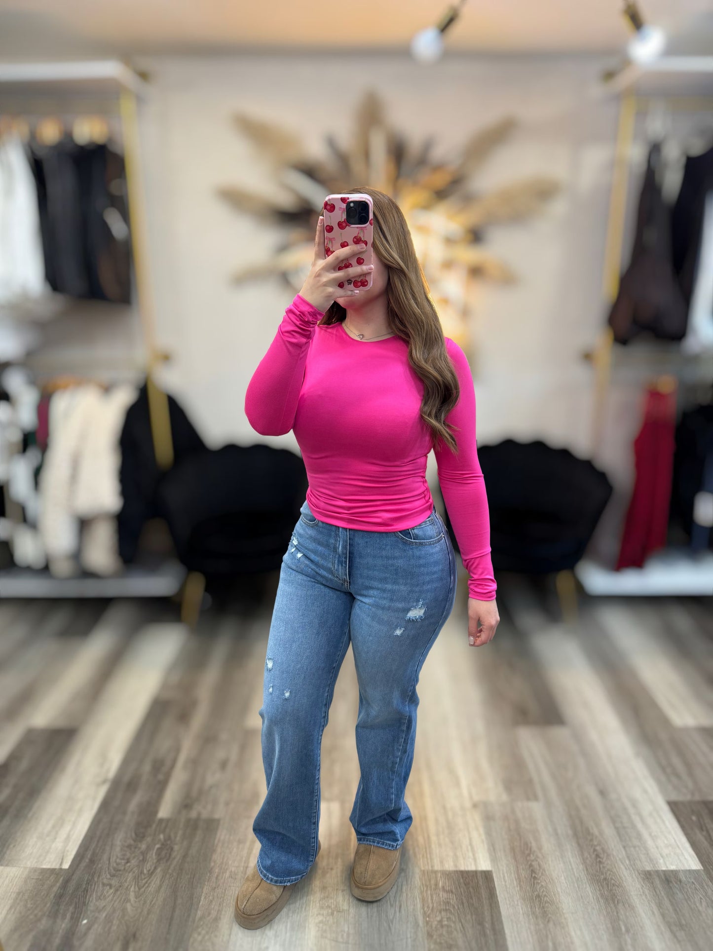 Medium wash straight cut jeans