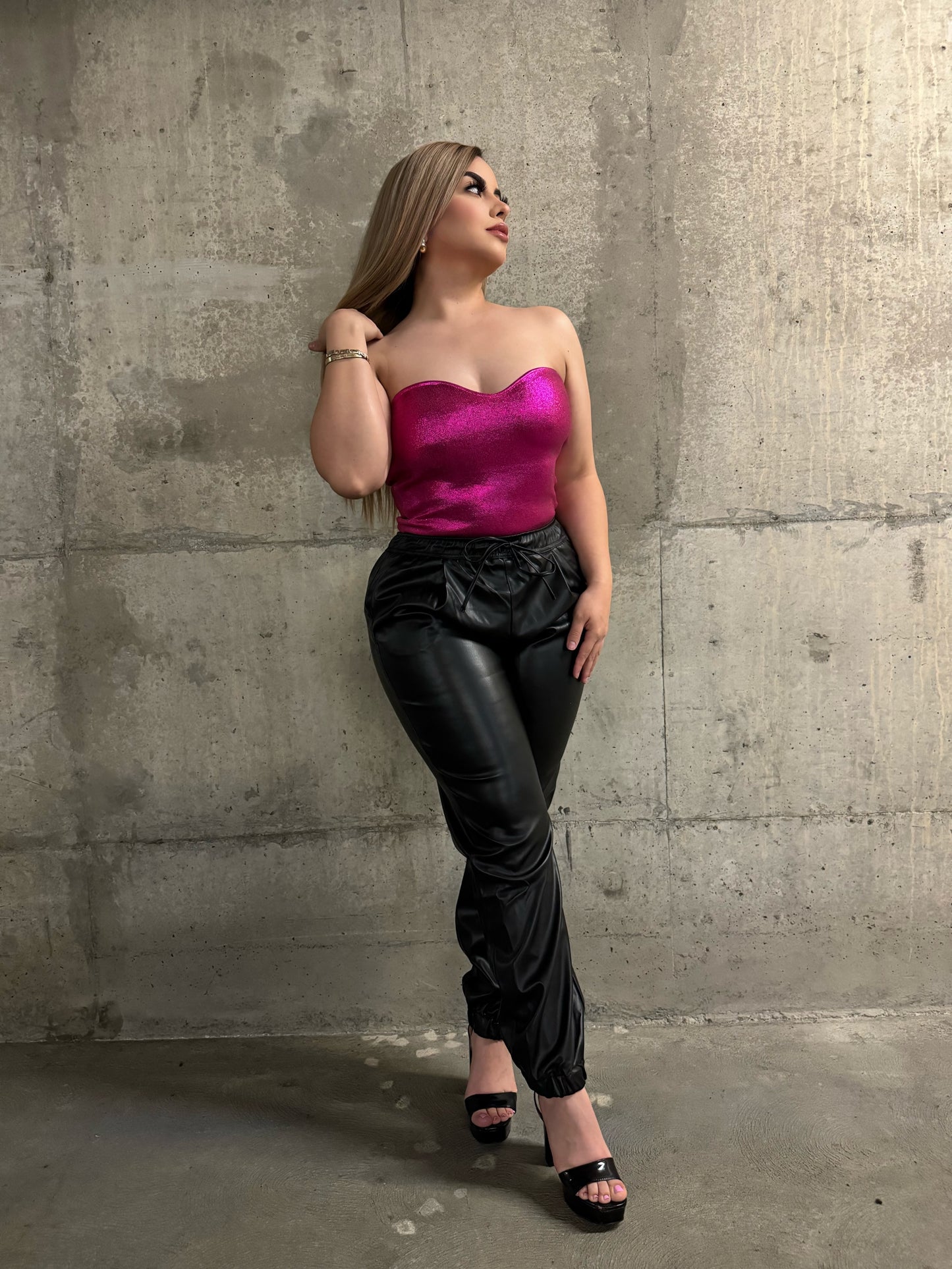 Leather jogger pants