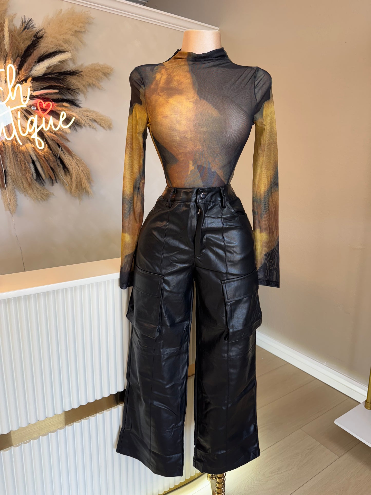Leather cargo pants