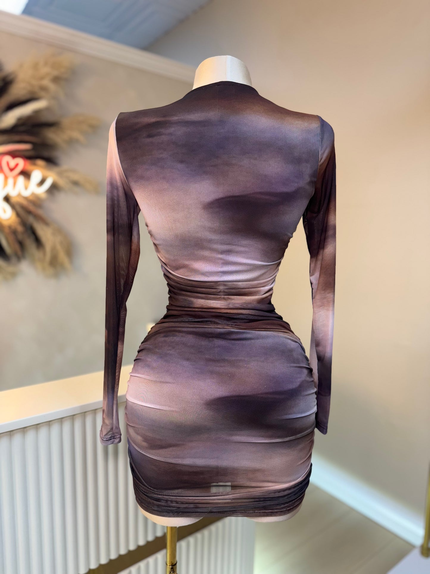 Mesh marble print dress
