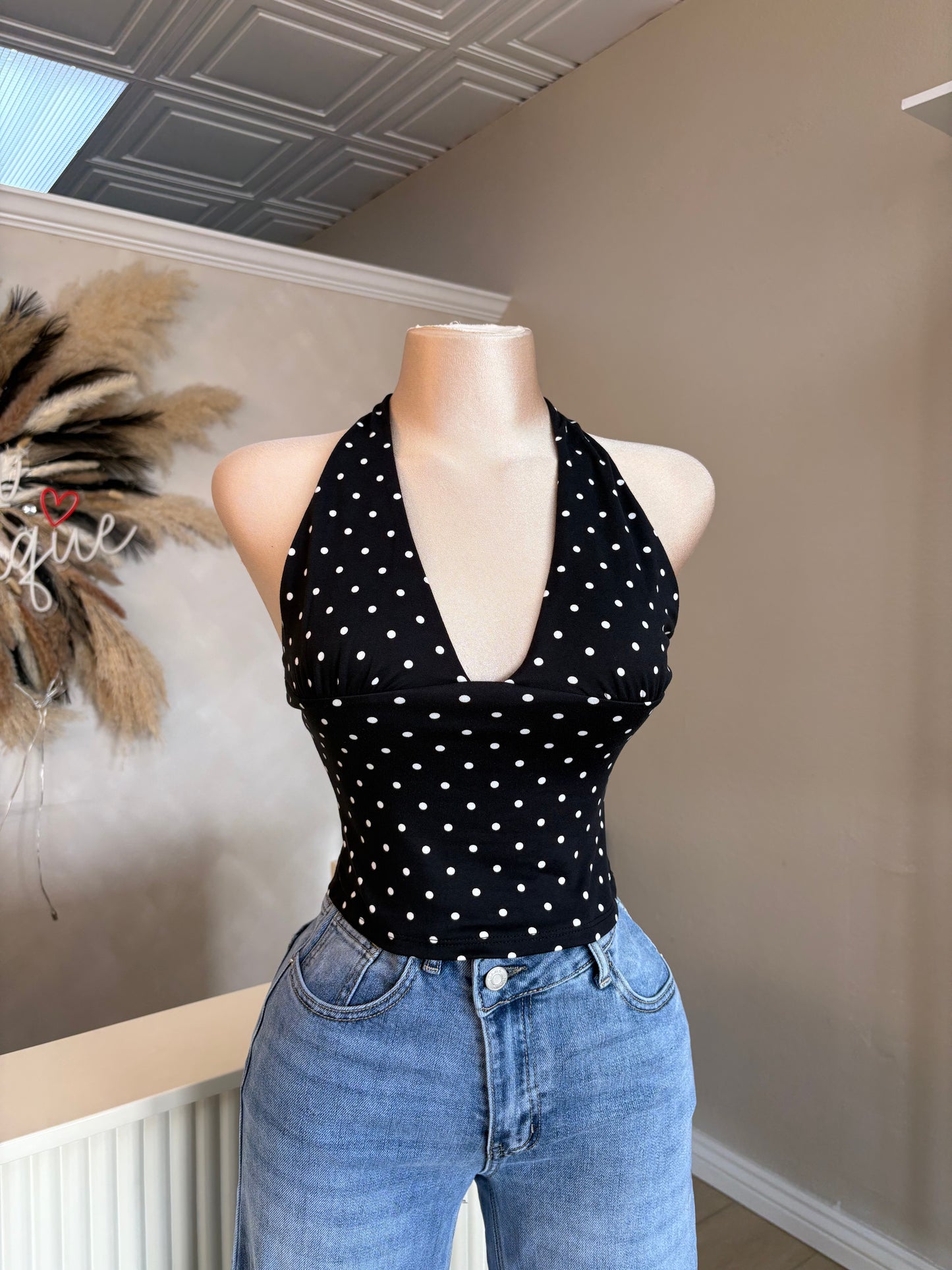 Polka dot halter top