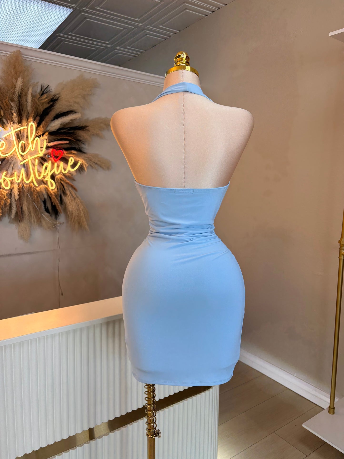 Baby blue halter dress