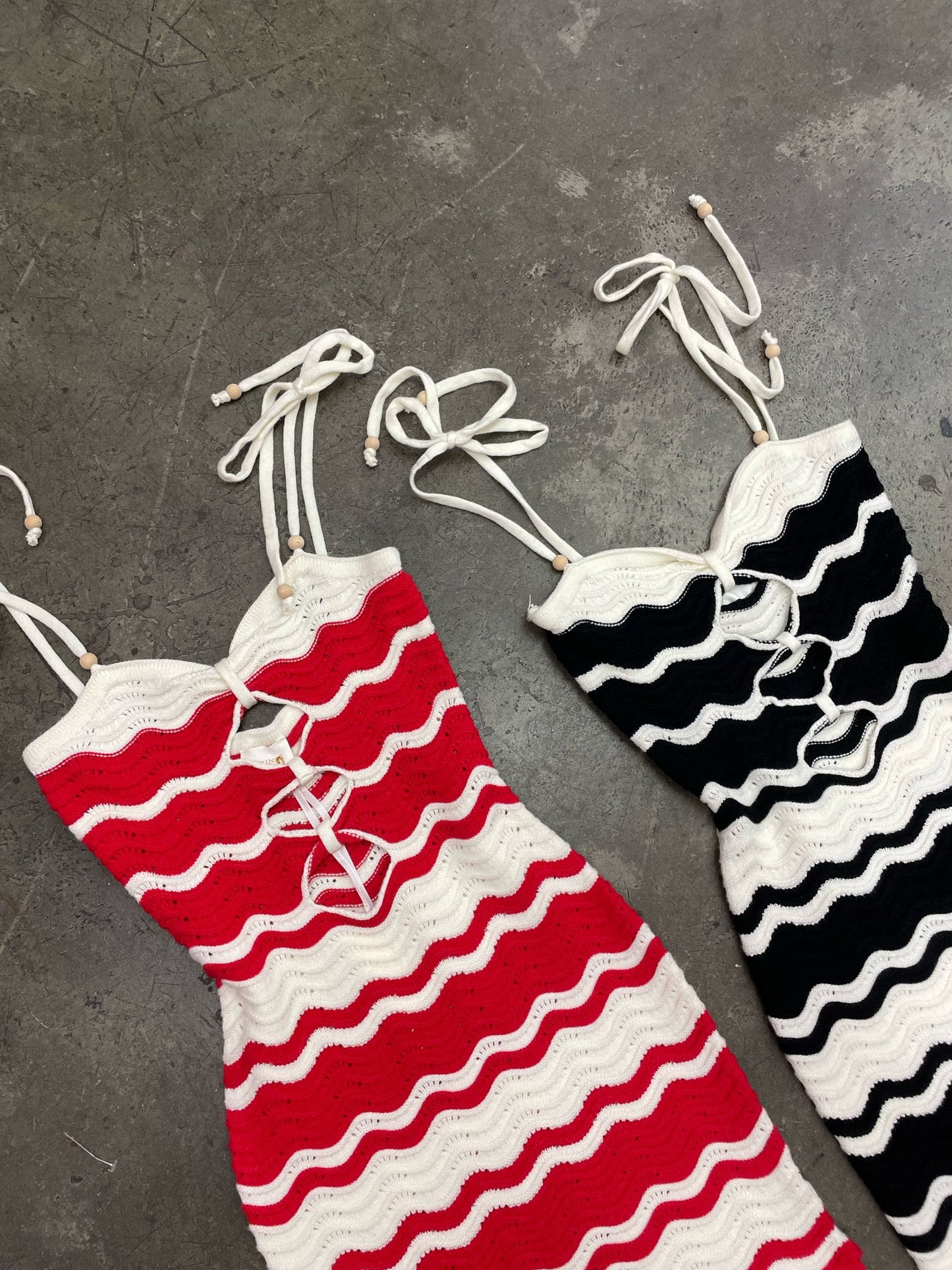 Striped crochet dress (red & white)