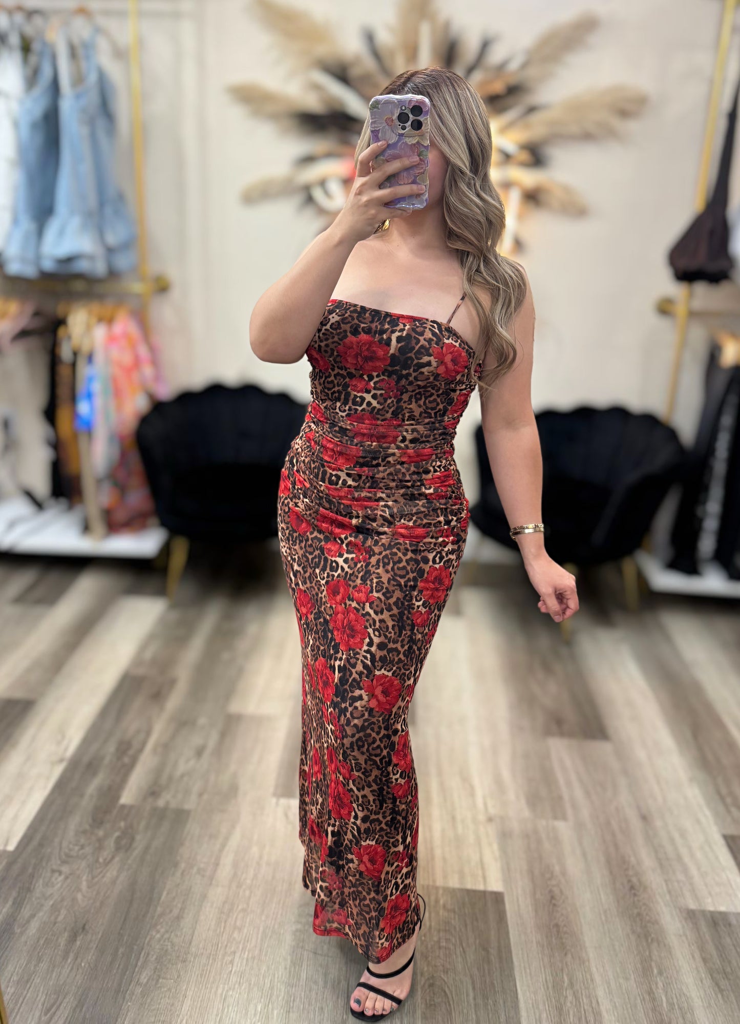 Cheetah rose maxi dress