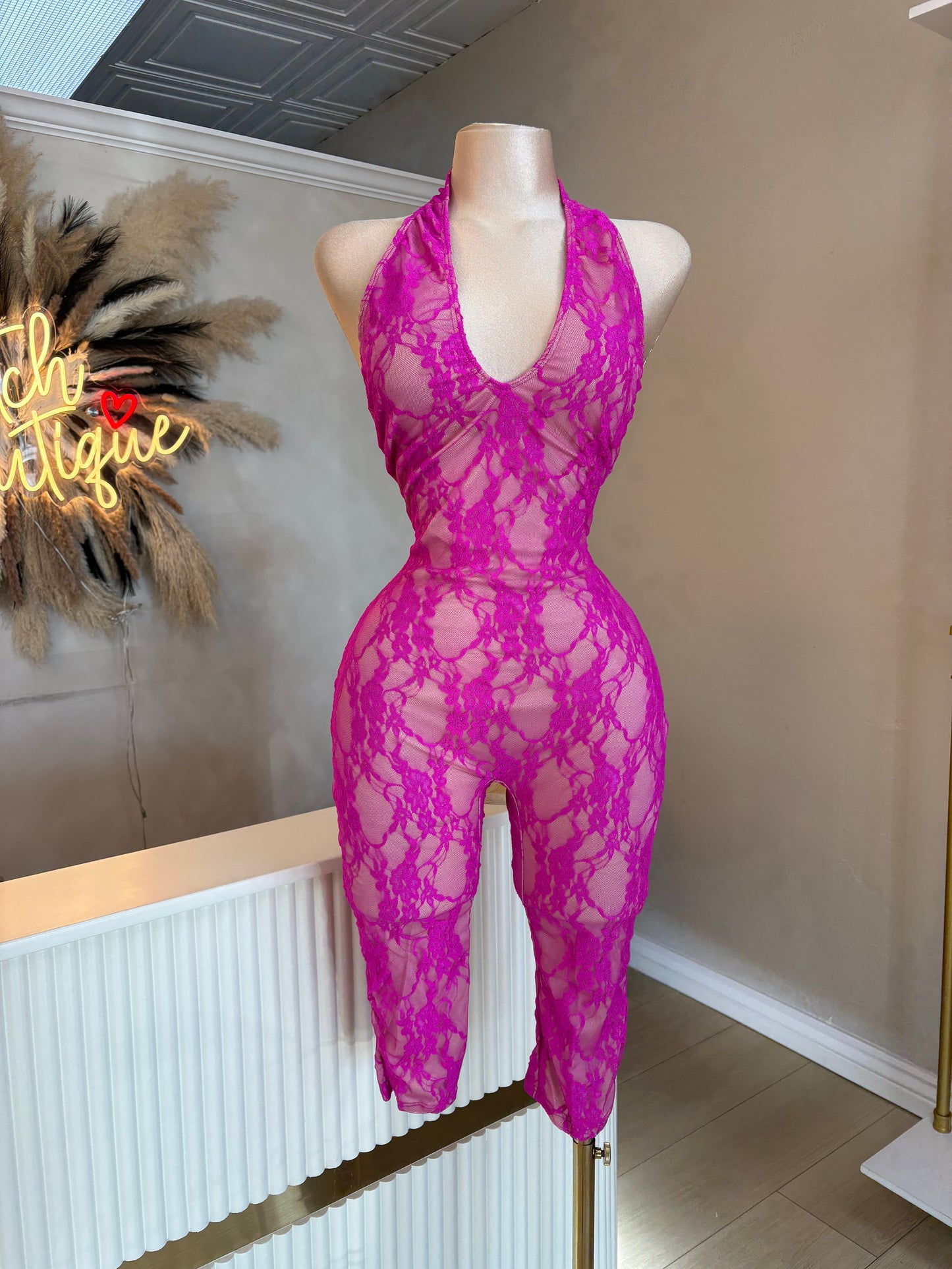 Luna lace capri jumpsuit