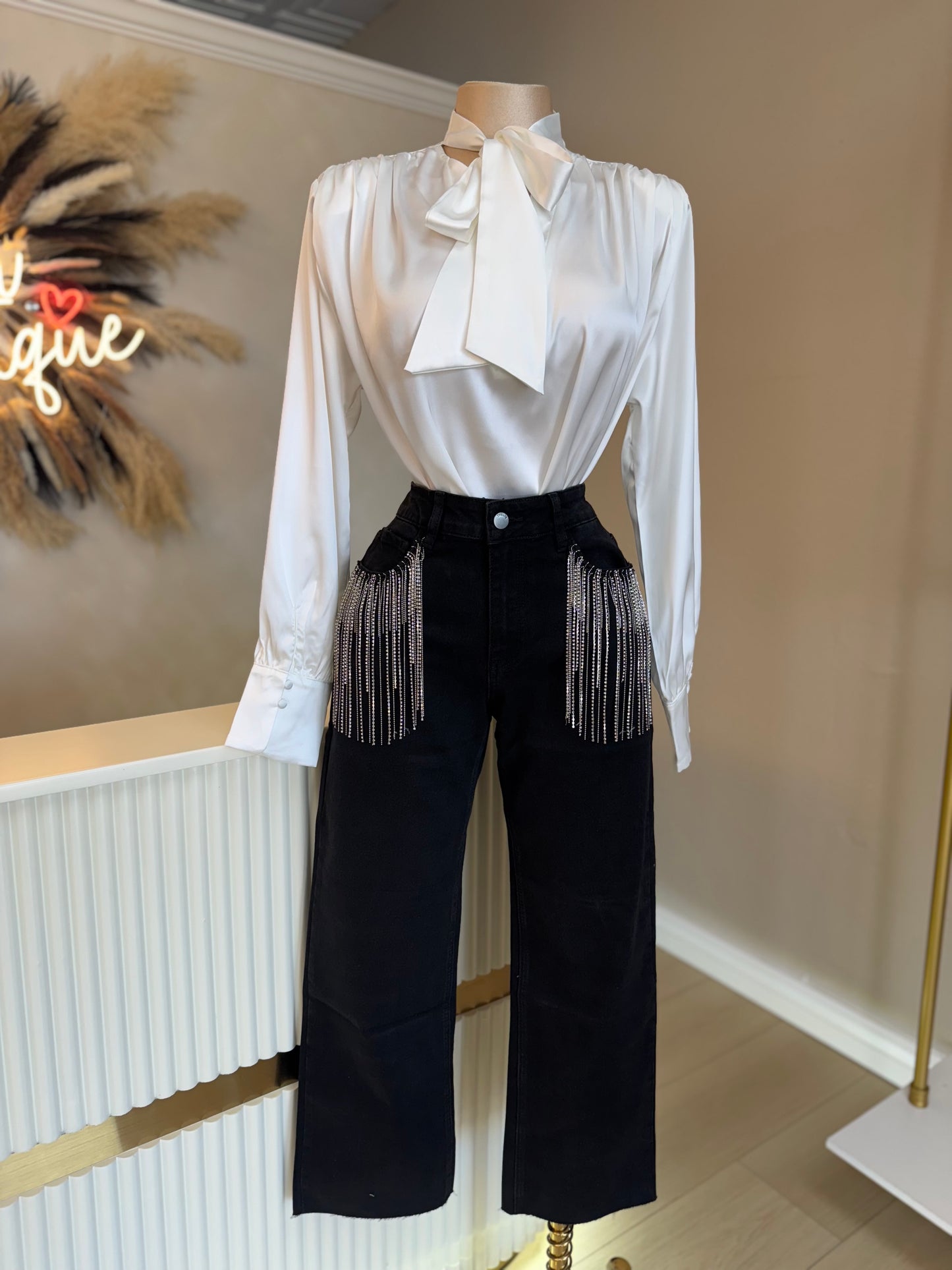 Pearly white satin top