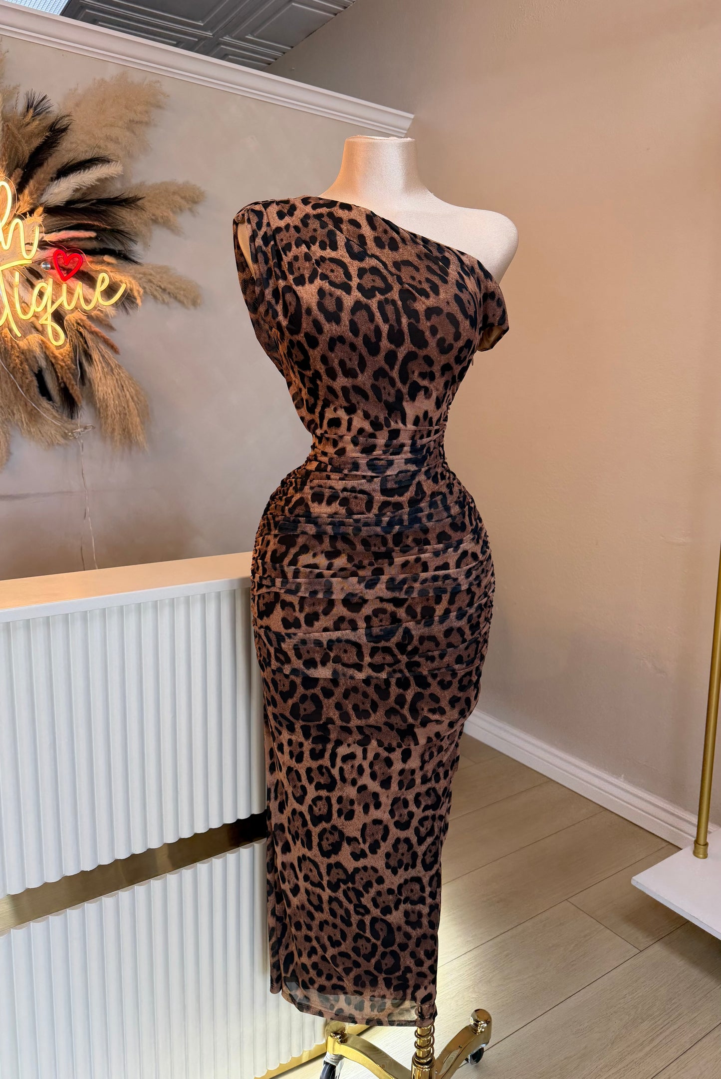 Animal print midi dress