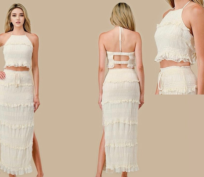 Cream ruffle set