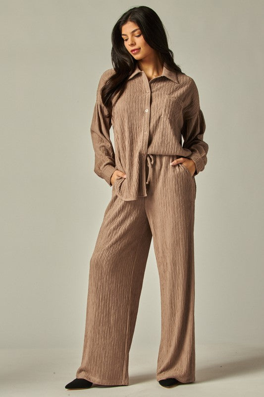 Beige ribbed set