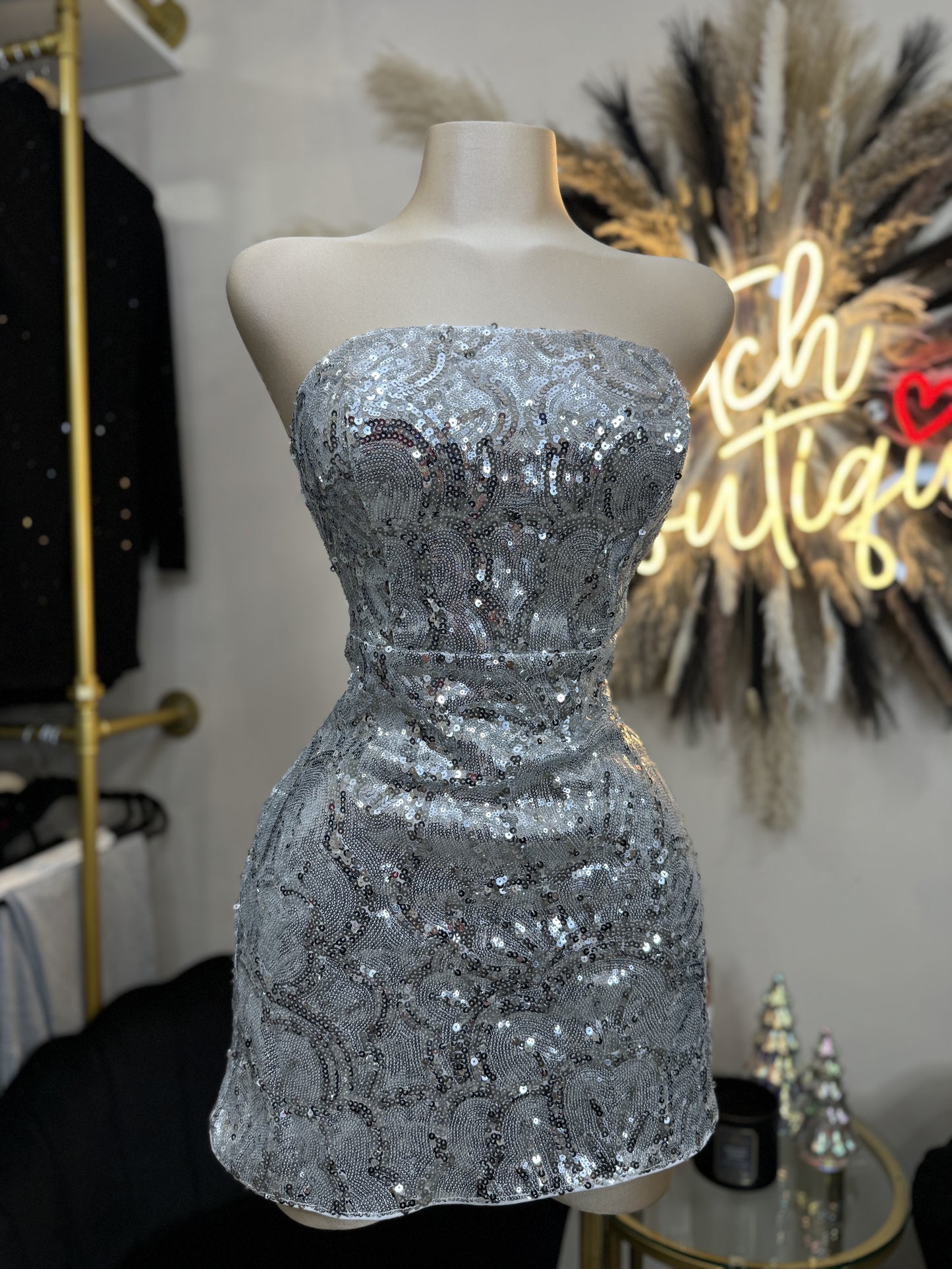 Silver sequin dress