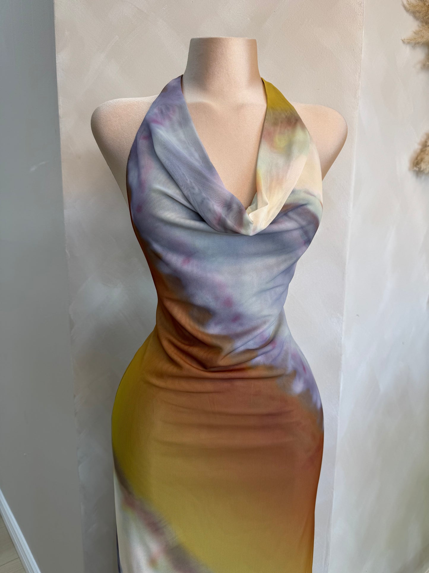Fall sunset mesh dress