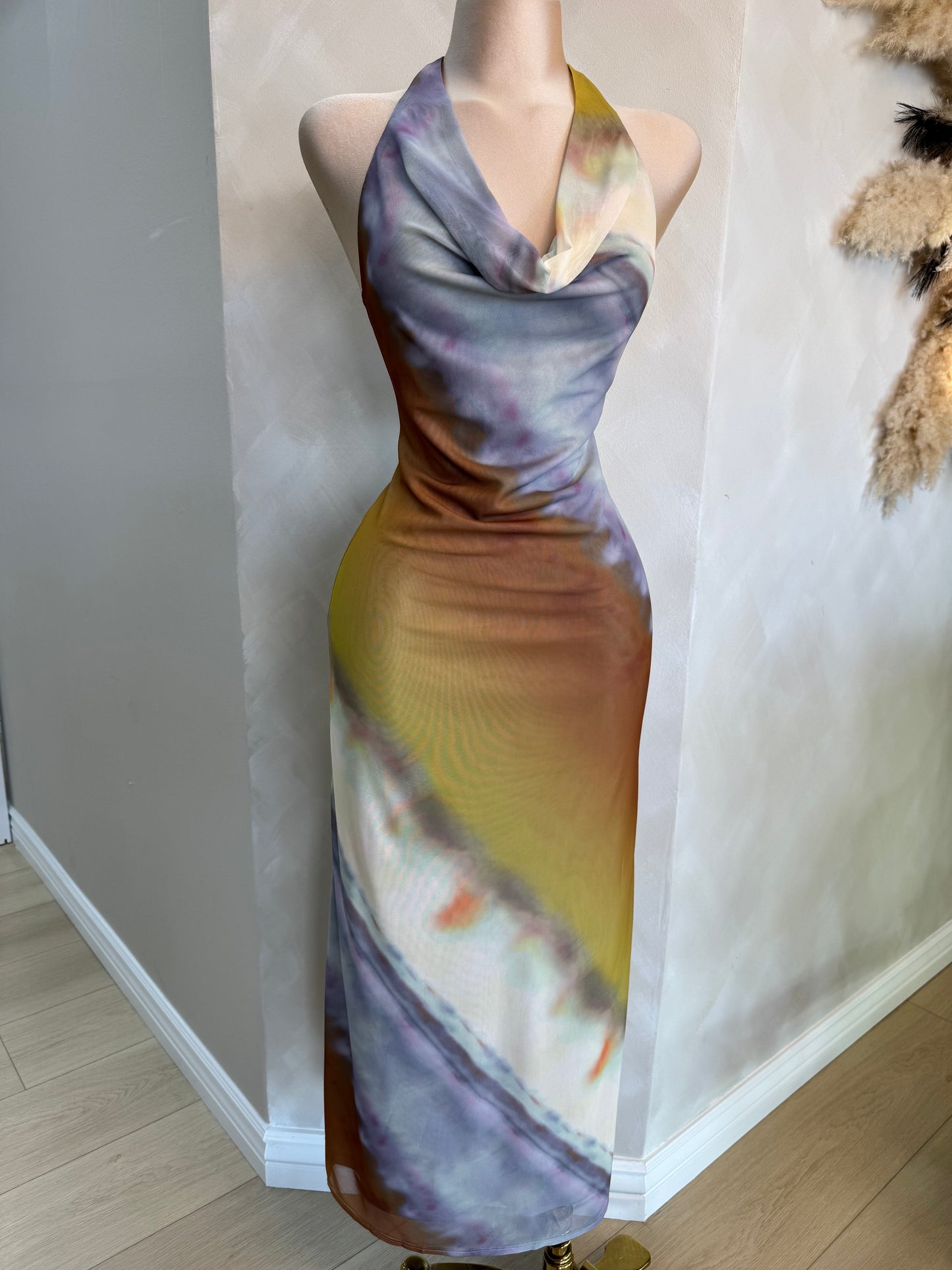 Fall sunset mesh dress