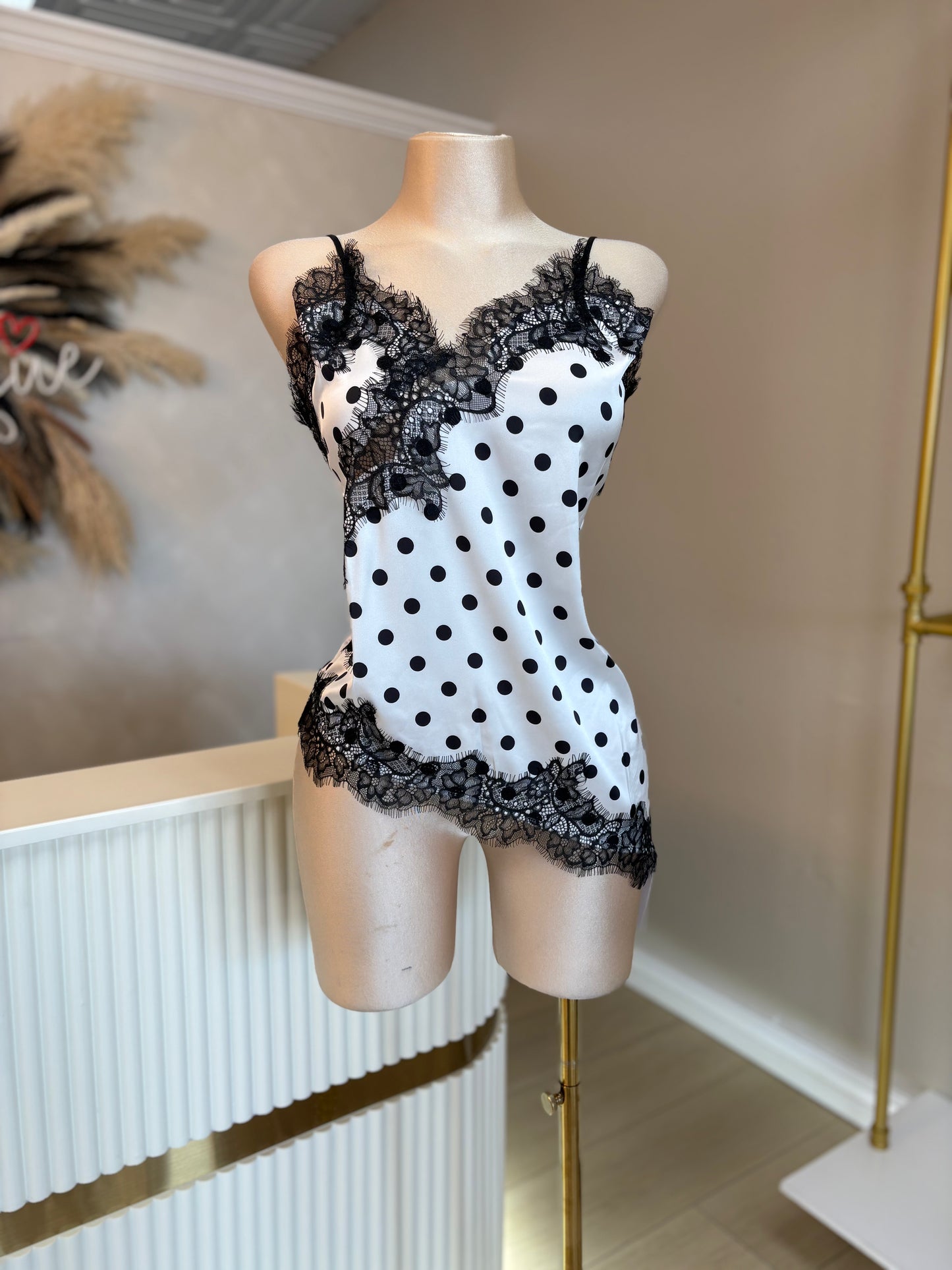 Polka dot lace top